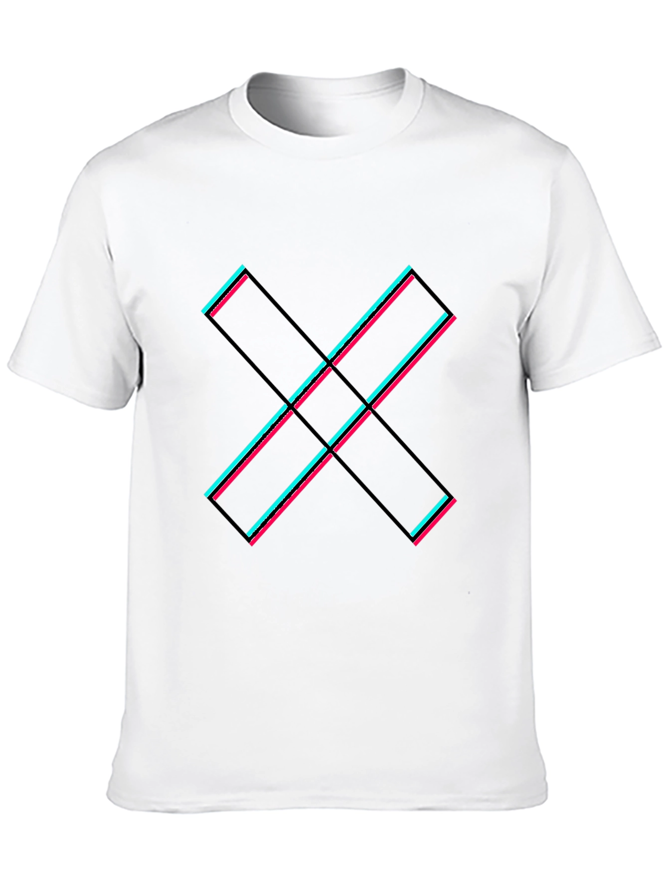 Black Modern Geometric X Graphic Tee - Black Cotton Casual view 10