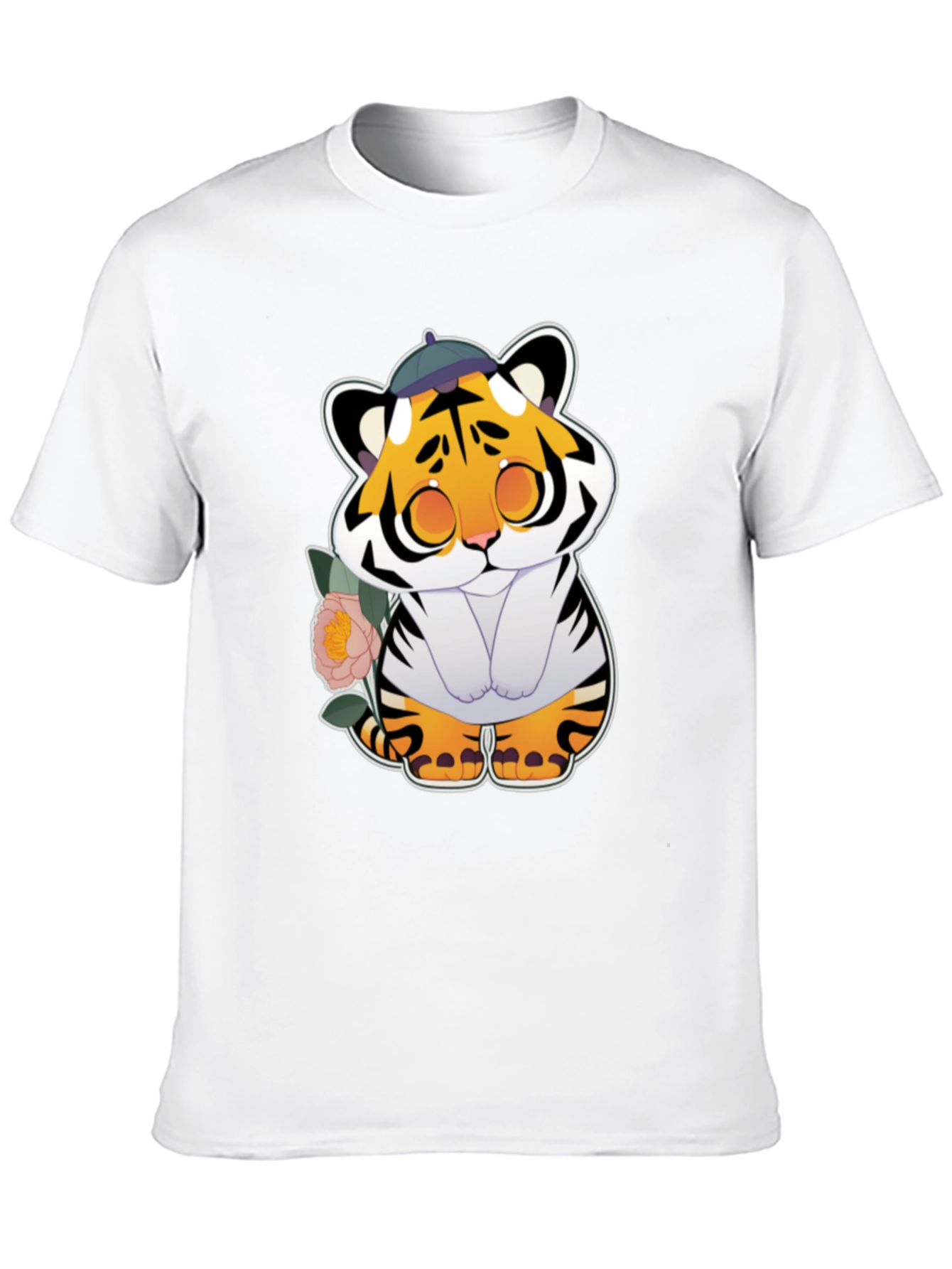 Black Cute Tiger Graphic Tee - Unisex Black T-Shirt view 10