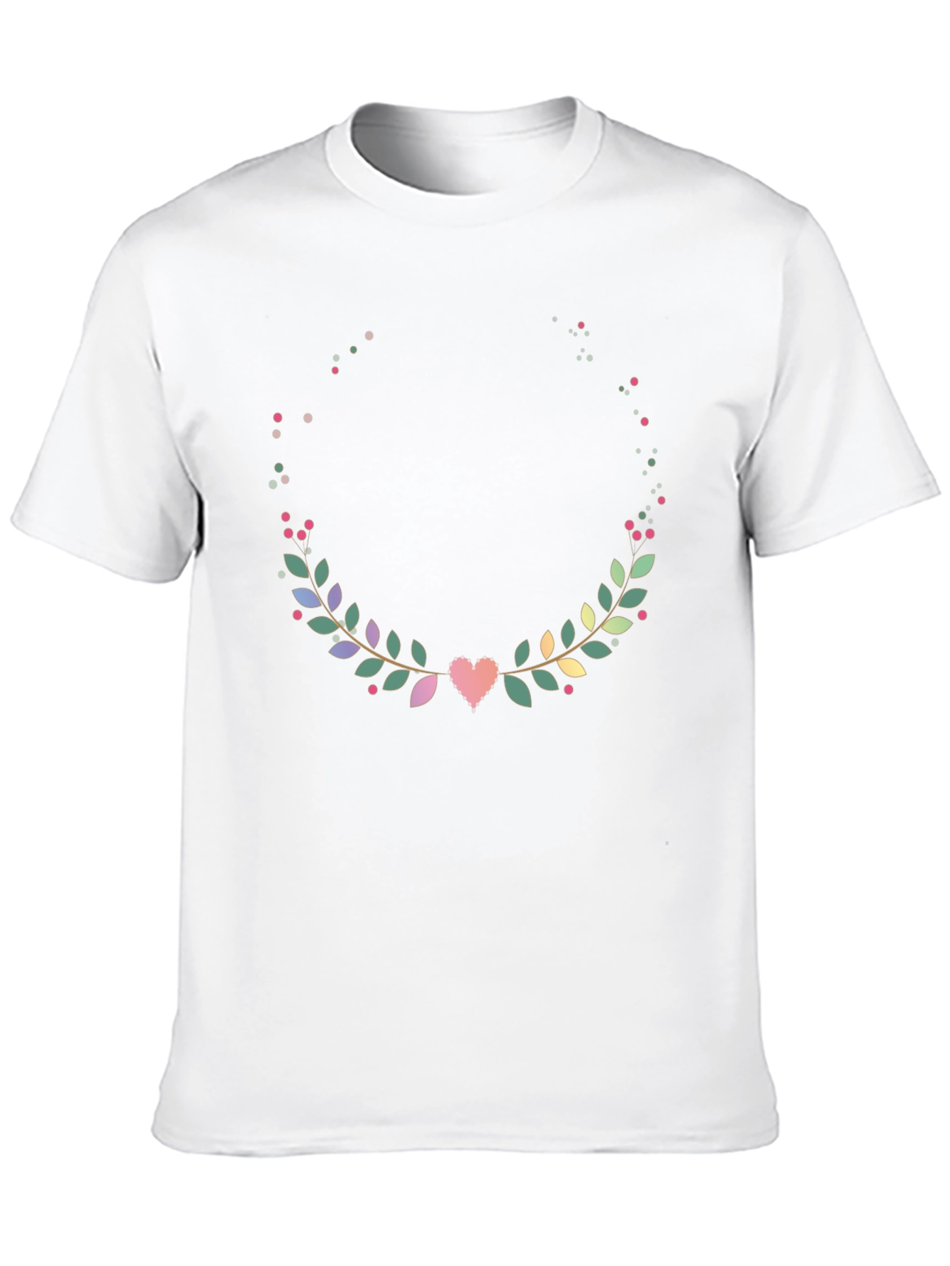 Black Floral Heart Wreath T-Shirt - Stylish Graphic Tee view 10