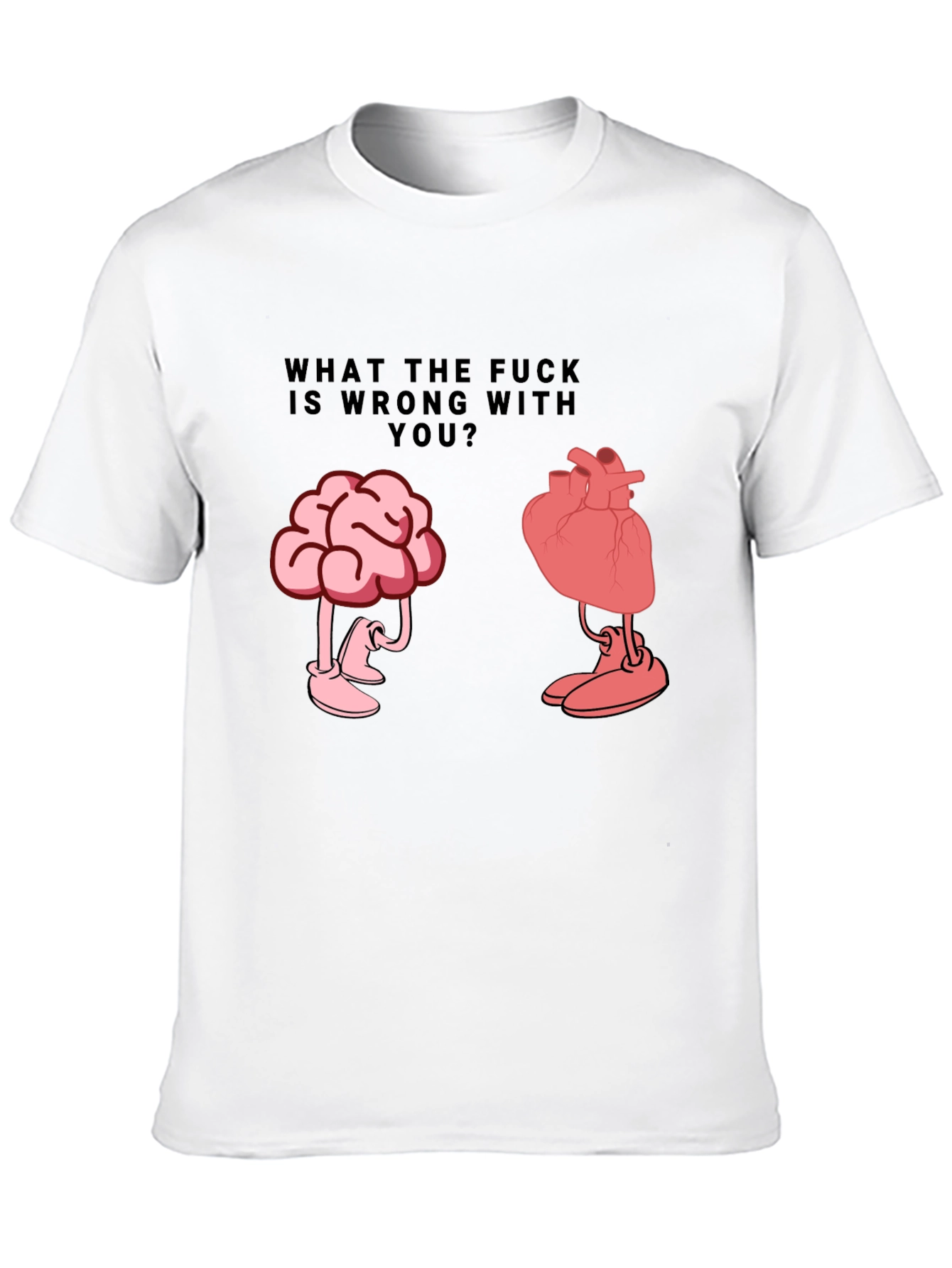 Black WTF Wrong With You Brain and Heart T-Shirt view 10