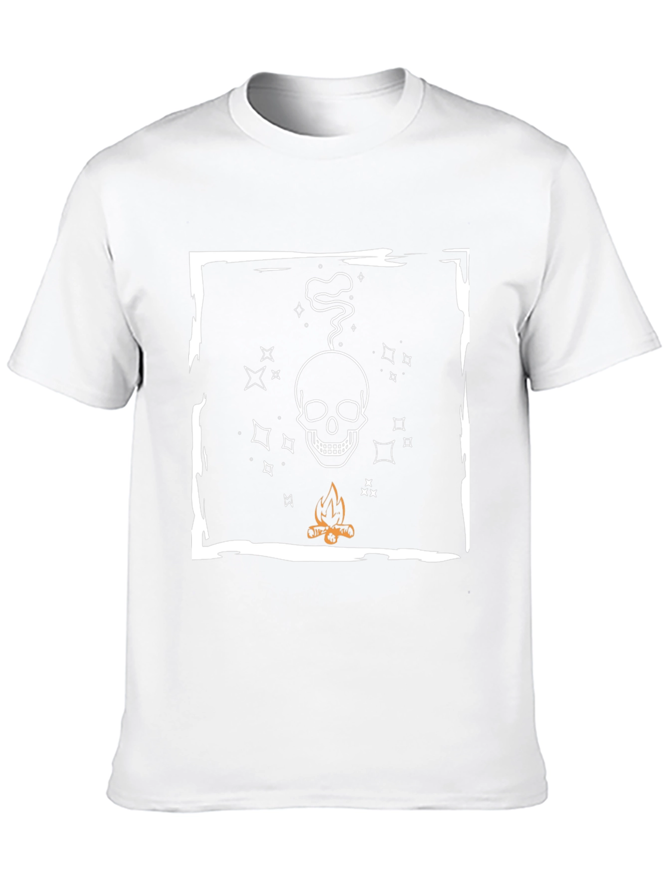 Black Skull & Campfire Graphic Tee - Cool Black T-Shirt view 10
