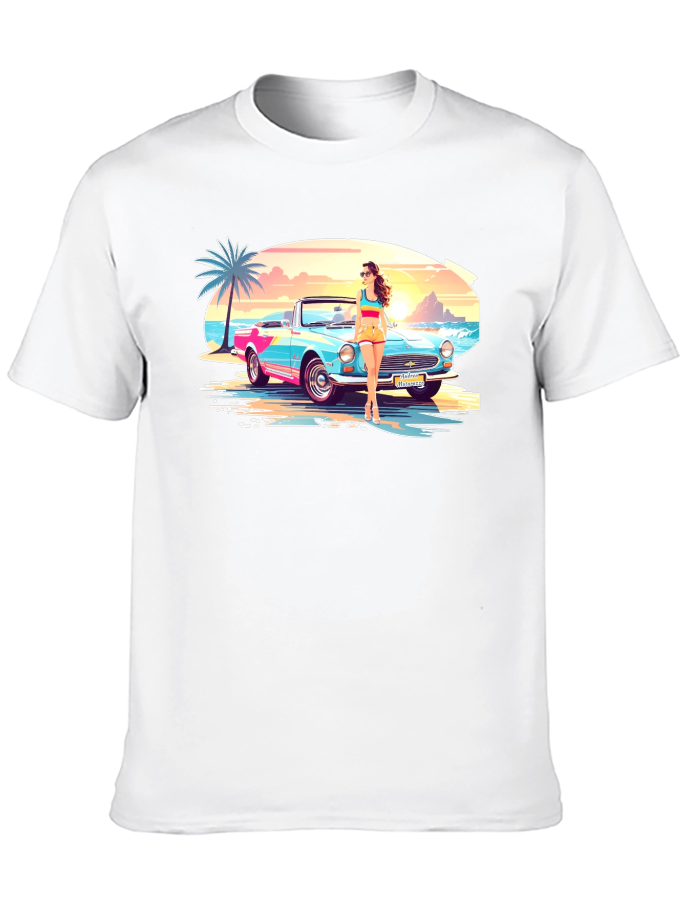 Black Retro Beach Car T-Shirt - Vacation Style view 10