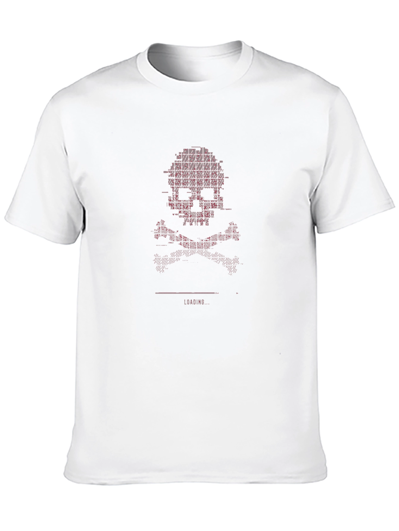 Pixel Skull Loading Black T-Shirt - Digital Glitch Design - 10