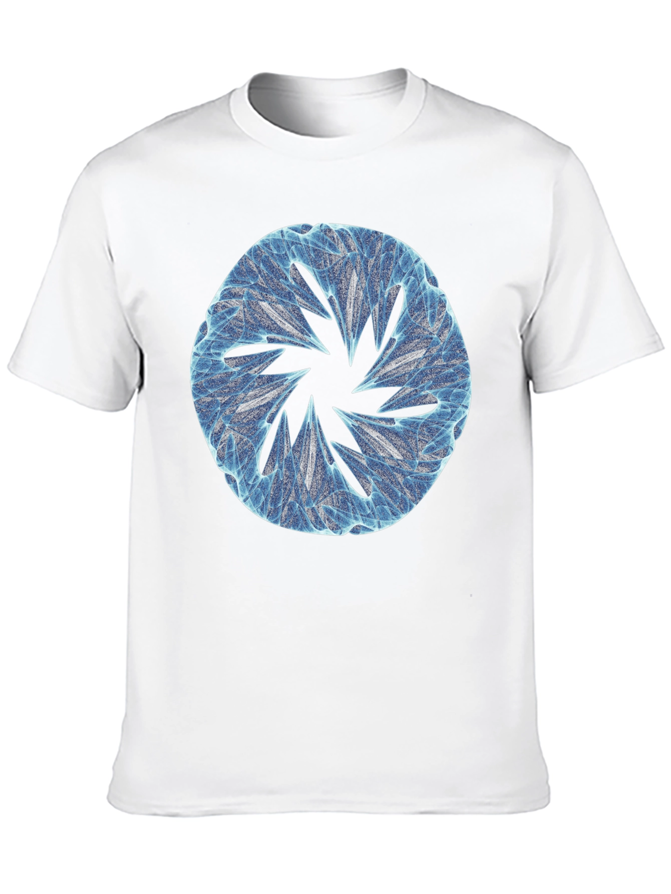 Black Abstract Blue Circular Design Black T-Shirt view 10