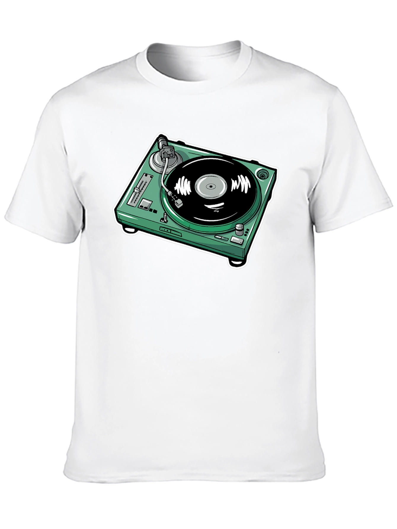 Black Turntable Graphic T-Shirt - Black Cotton Tee view 10