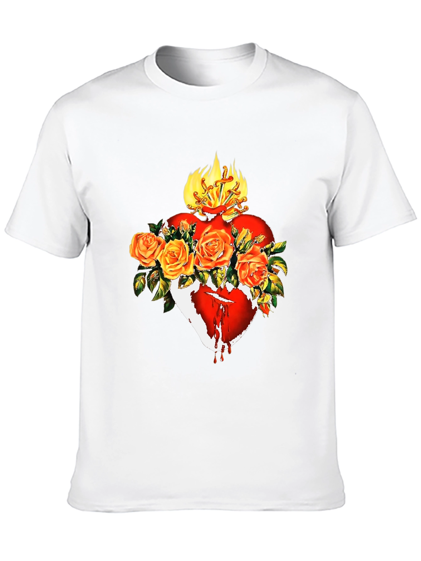 Black Sacred Heart Rose T-Shirt - Unique Graphic Tee view 10