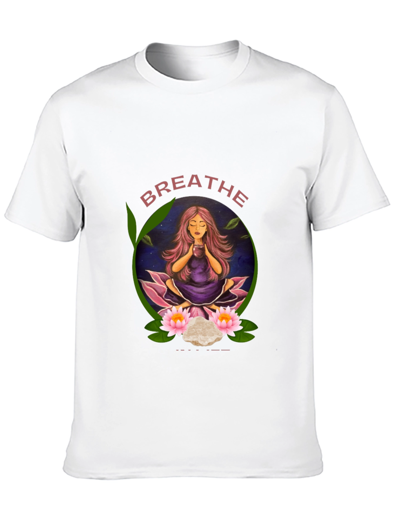 Black Breathe Yoga T-Shirt - Meditating Woman Design view 10