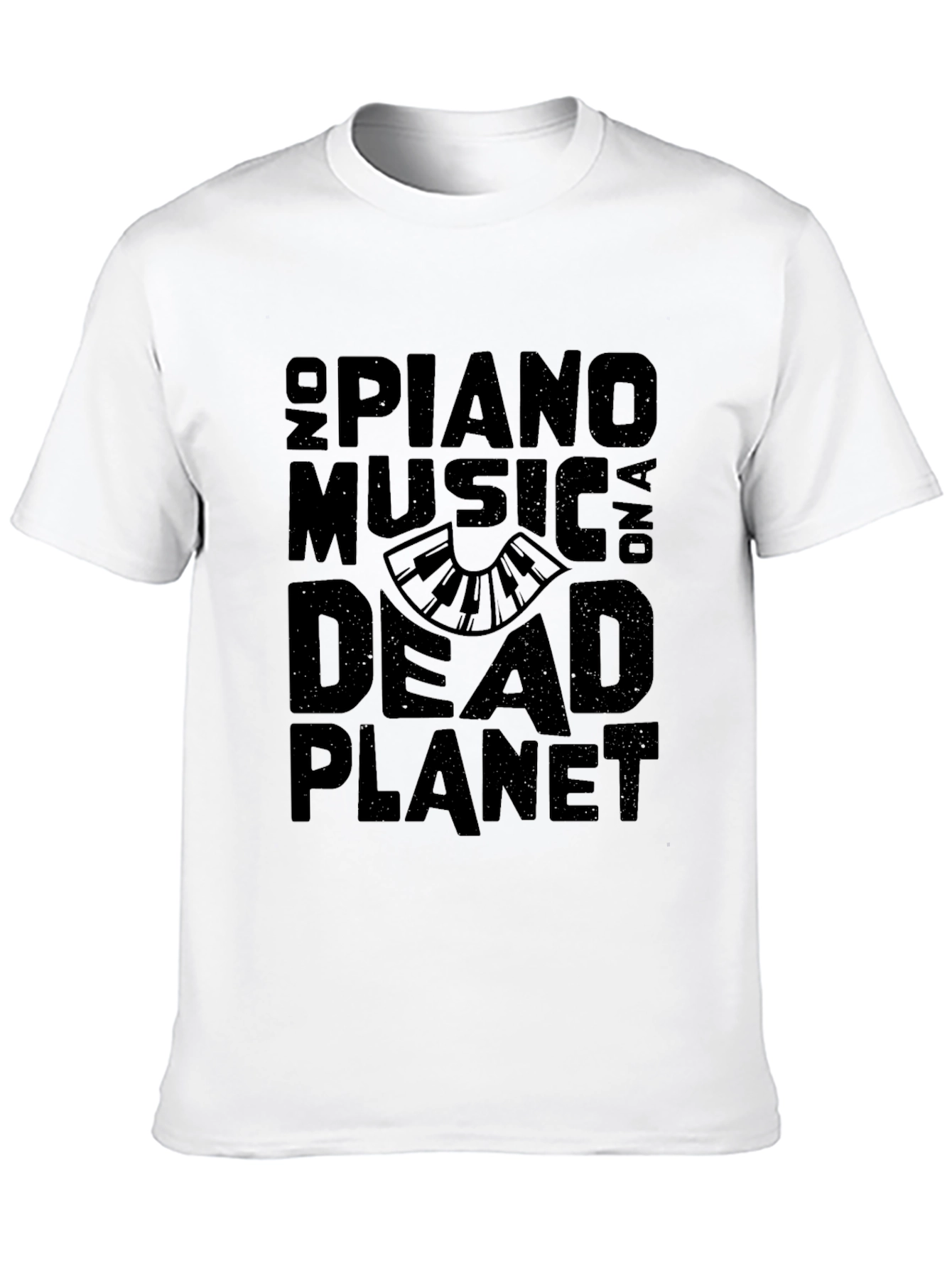 Black No Piano Music On A Dead Planet Black T-Shirt view 10