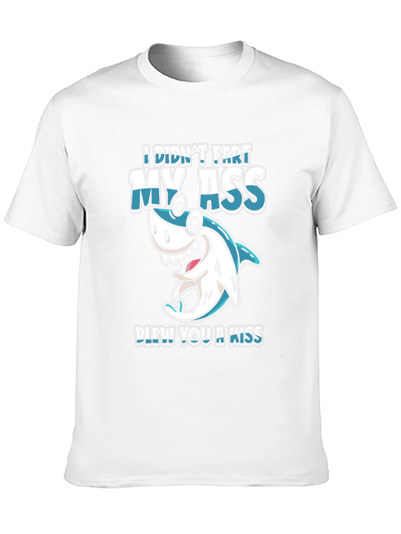 Black Funny Shark Fart Kiss T-Shirt - Humor Tee view 10