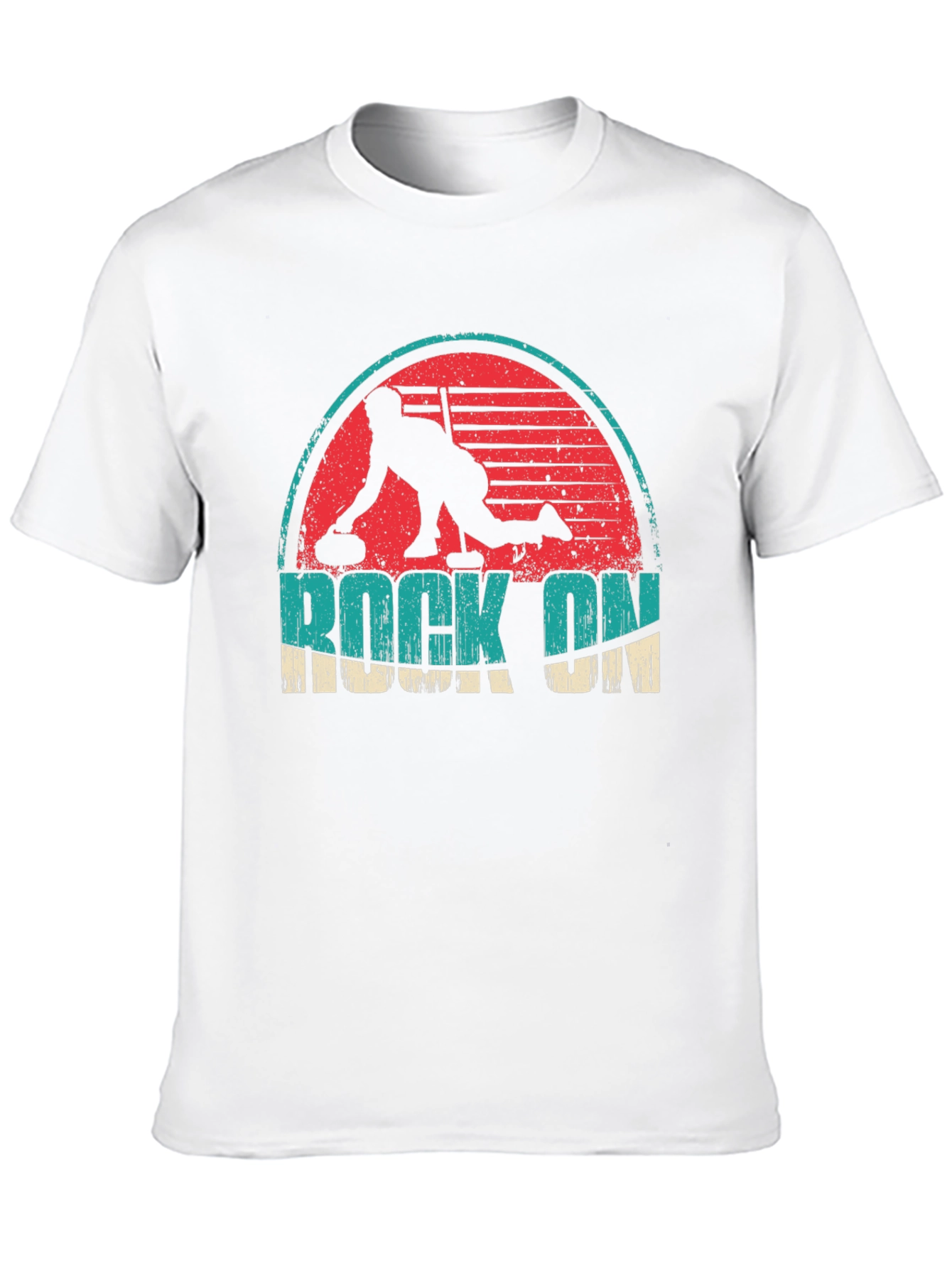 Black Rock On Curling Graphic Tee - Retro Design view 10