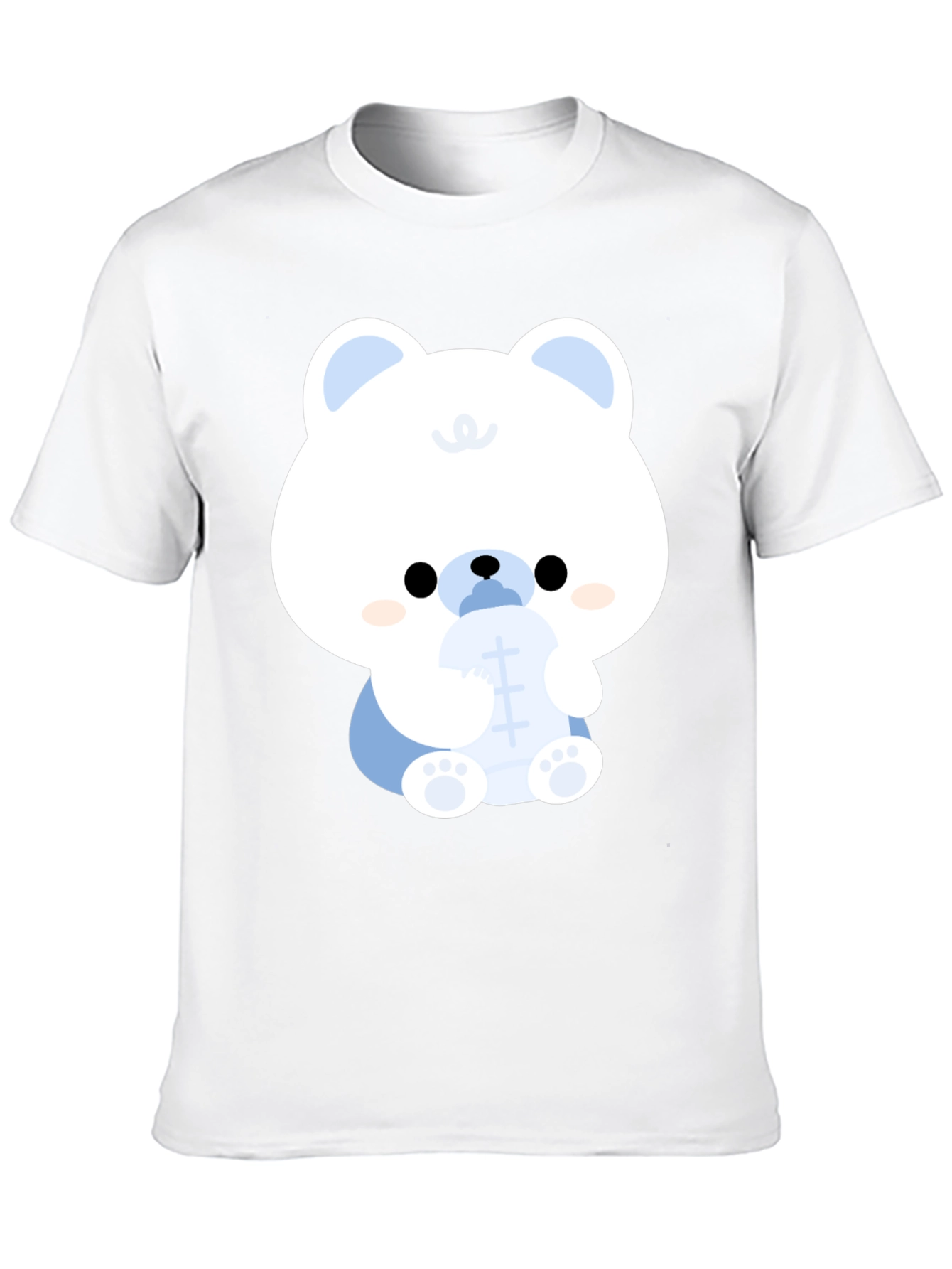 Black Cute Cartoon Bear Black T-Shirt view 10