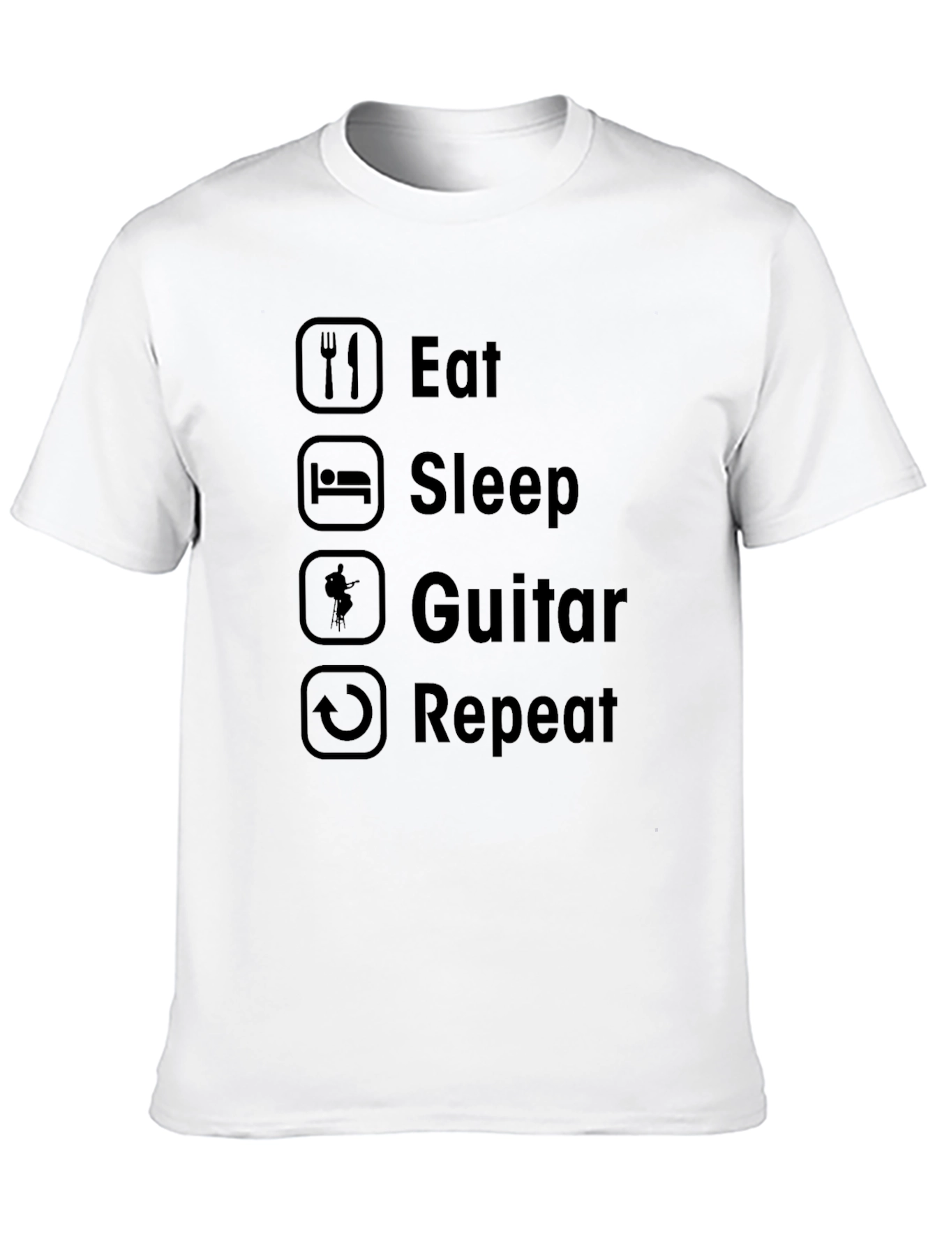 Black Eat Sleep Guitar Repeat T-Shirt - Musician Humor Tee view 10