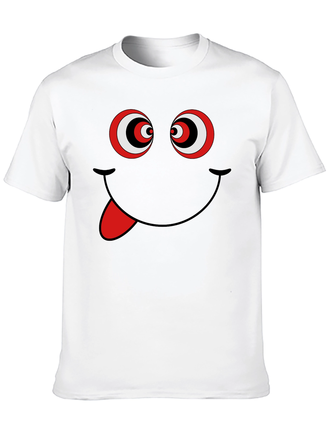 Black Funny Graphic Tee - Crazy Eyes Smiley Face T-Shirt view 10