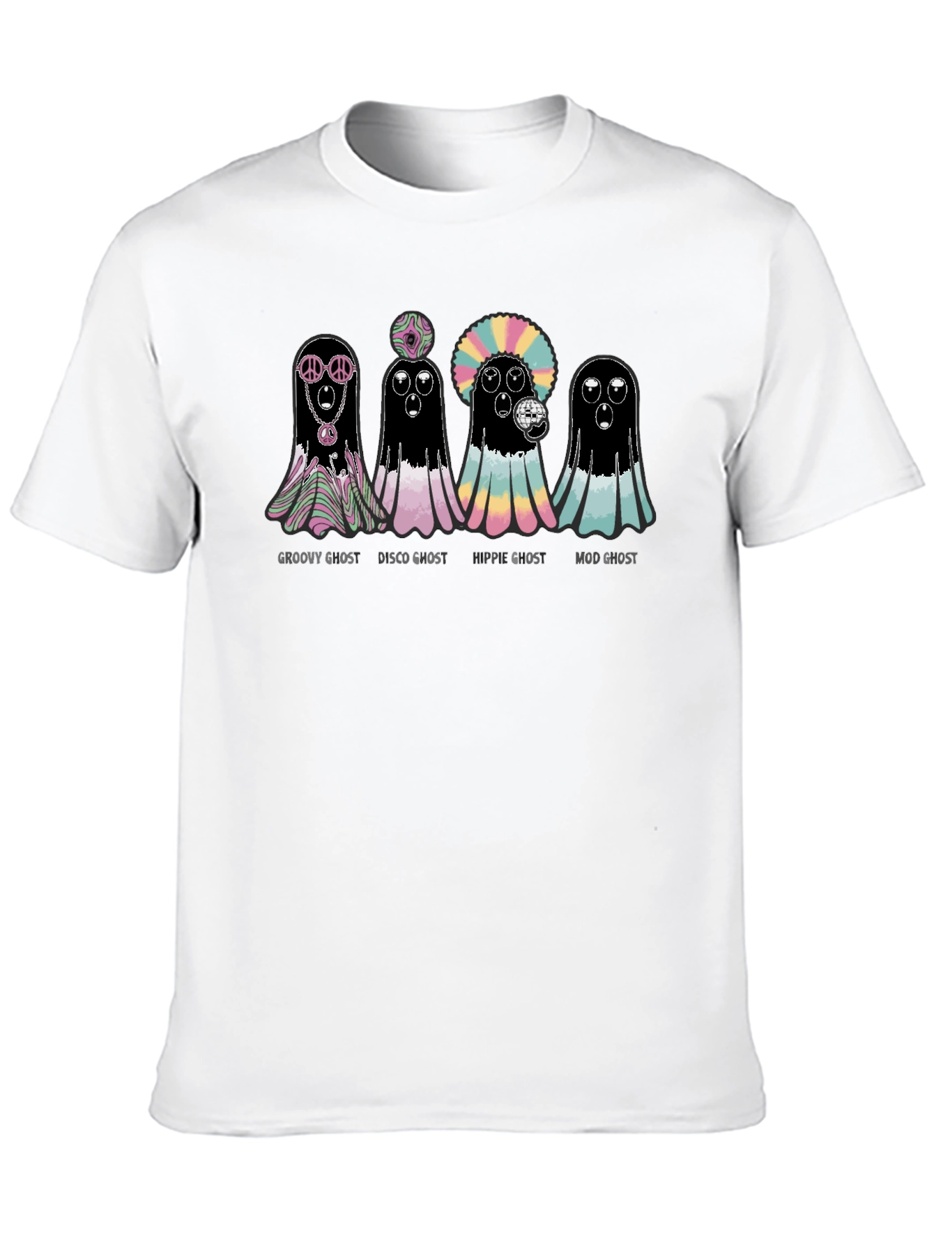 Black Groovy Ghost T-Shirt - Halloween Fun view 10