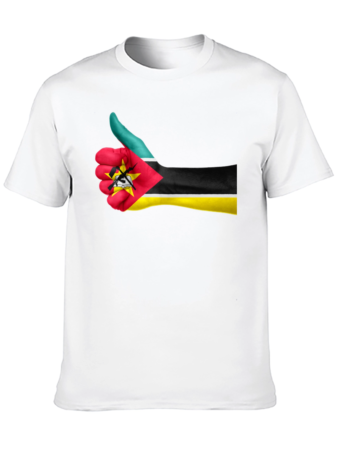 Black Mozambique Flag Thumb Up Graphic T-Shirt view 10