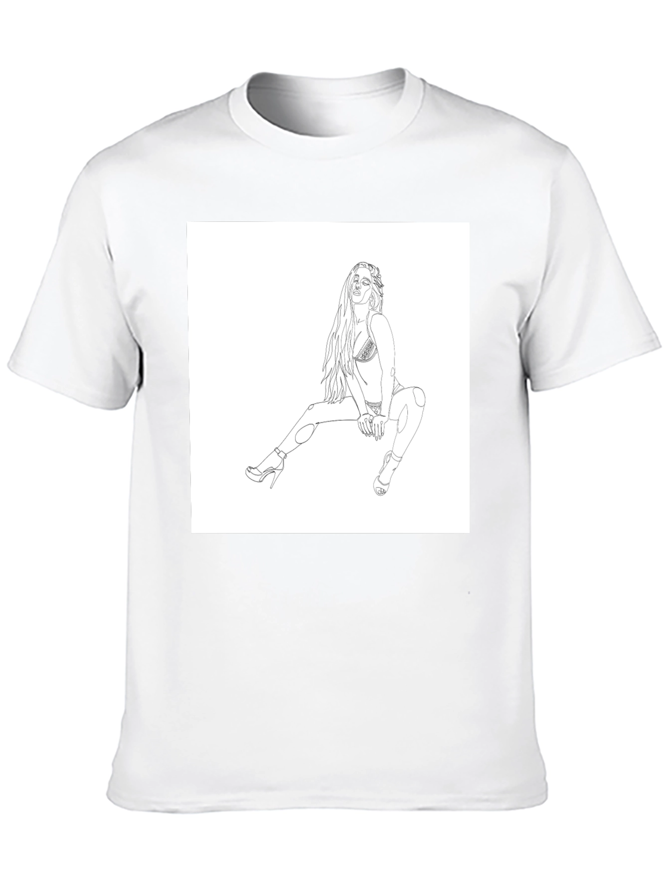 Black Black Graphic Tee - Woman Sketch Design view 10