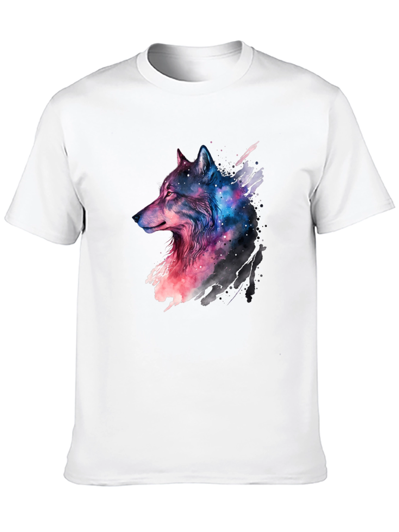Black Galaxy Wolf Graphic Black T-Shirt view 10