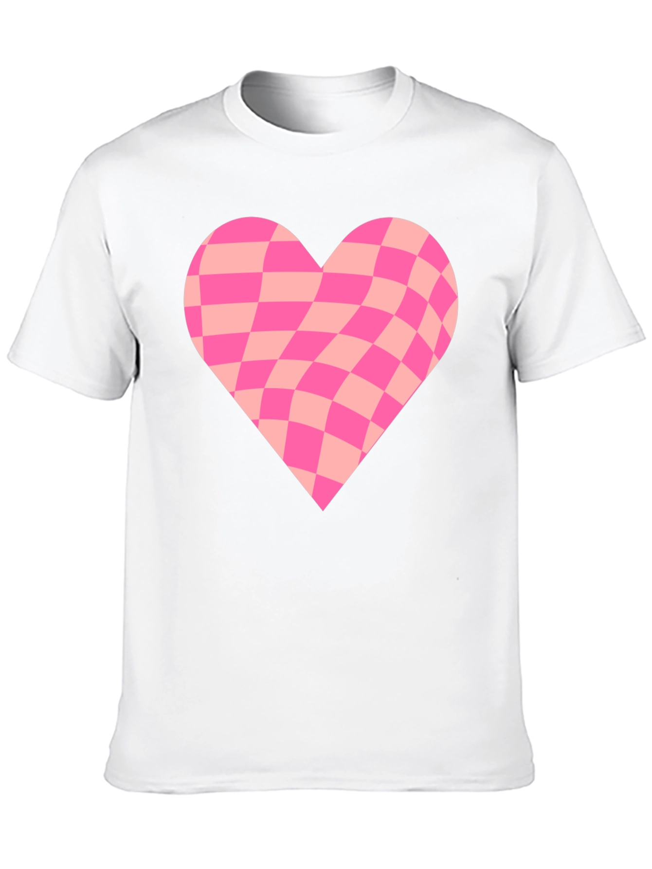 Black Warped Checkered Heart Graphic Tee - Black view 10