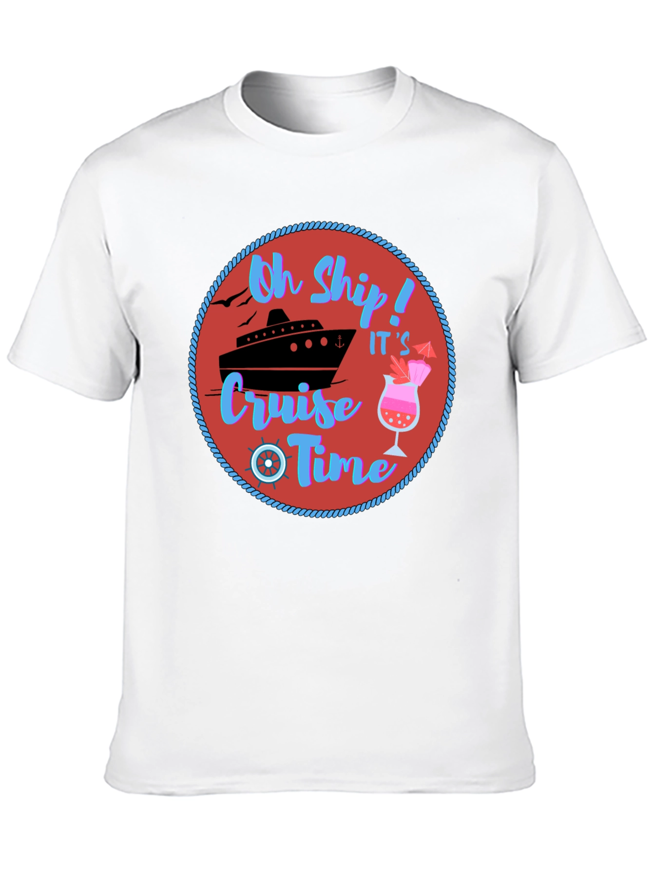 Black Oh Ship Cruise Time T-Shirt - Nautical Vacation Tee view 10