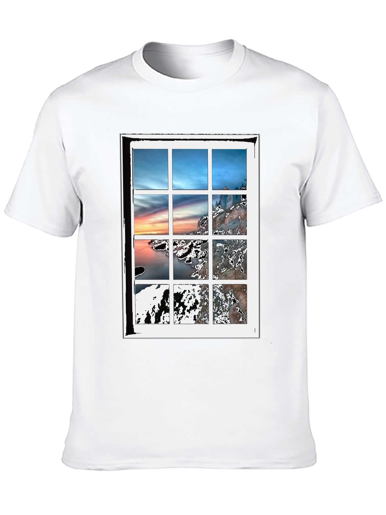 Black Scenic Window Graphic Tee - Black Cotton Blend T-Shirt view 10