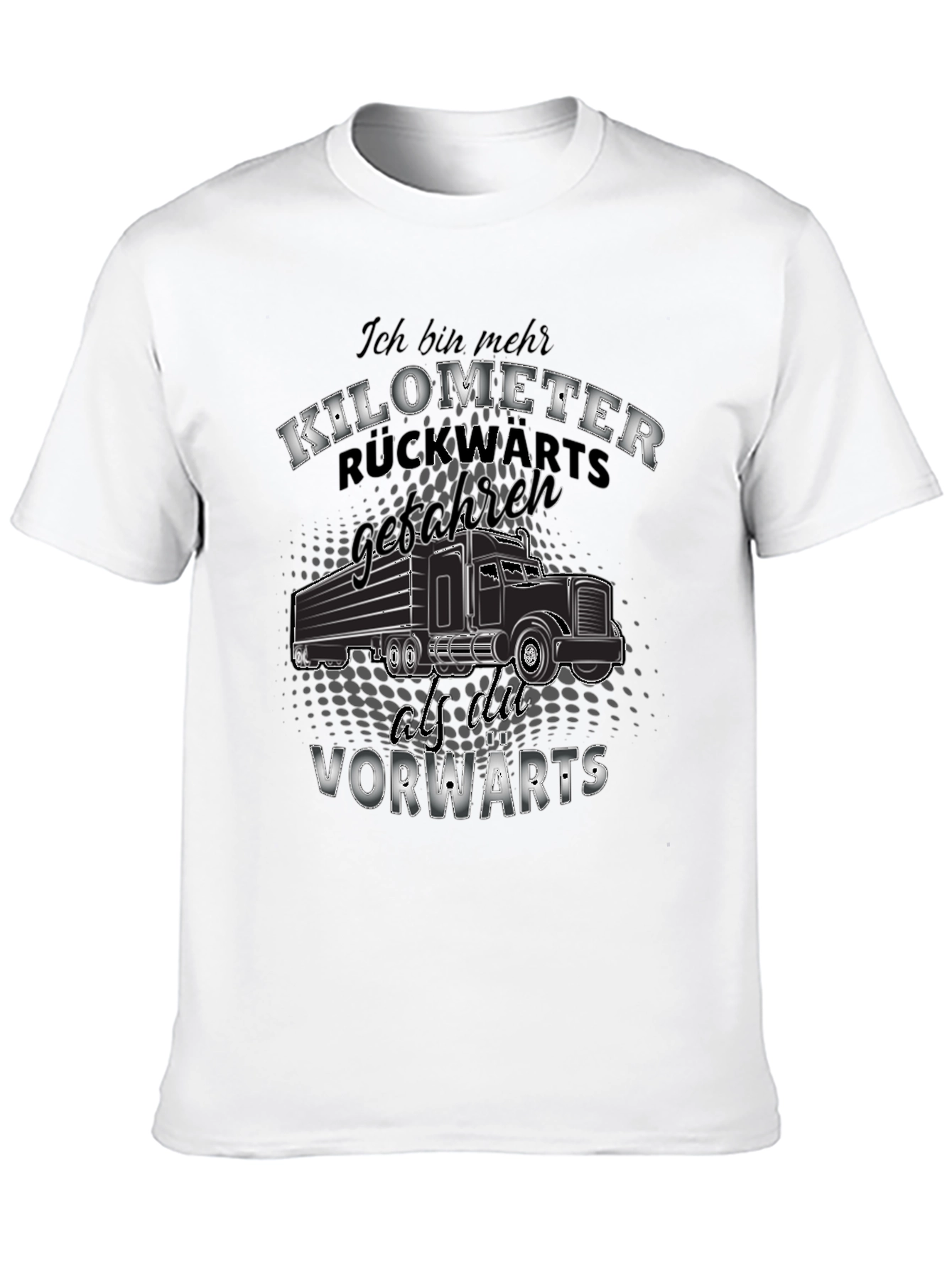 Black Kilometer Trucker Tee - German Humor T-Shirt view 10