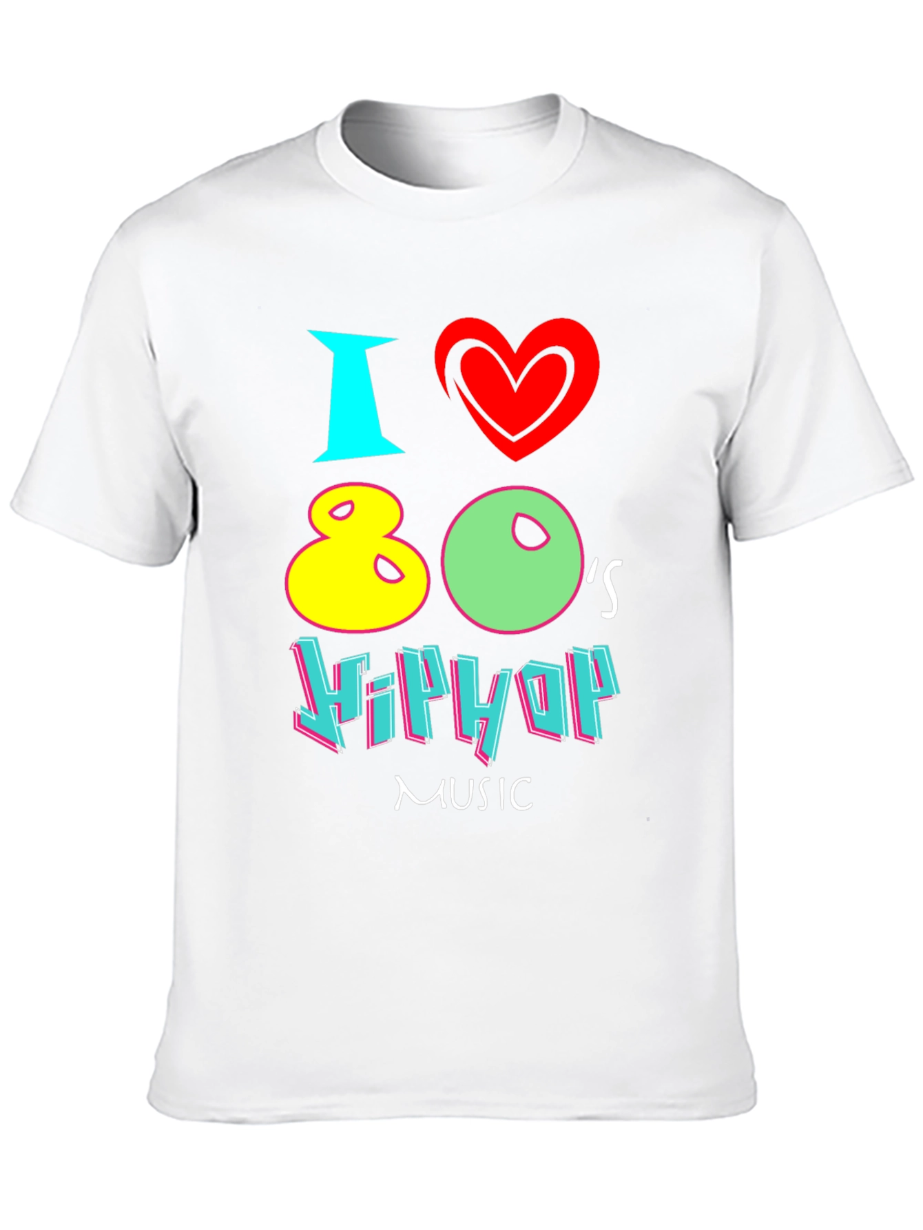 Black I Love 80's Hip Hop Music Black T-Shirt view 10