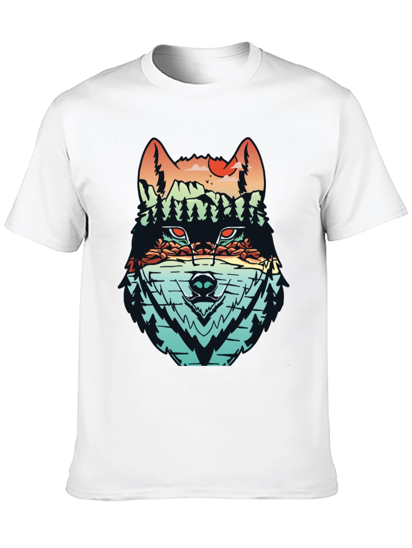 Black Nature Wolf Graphic Tee - Modern Mountainscape Design view 10