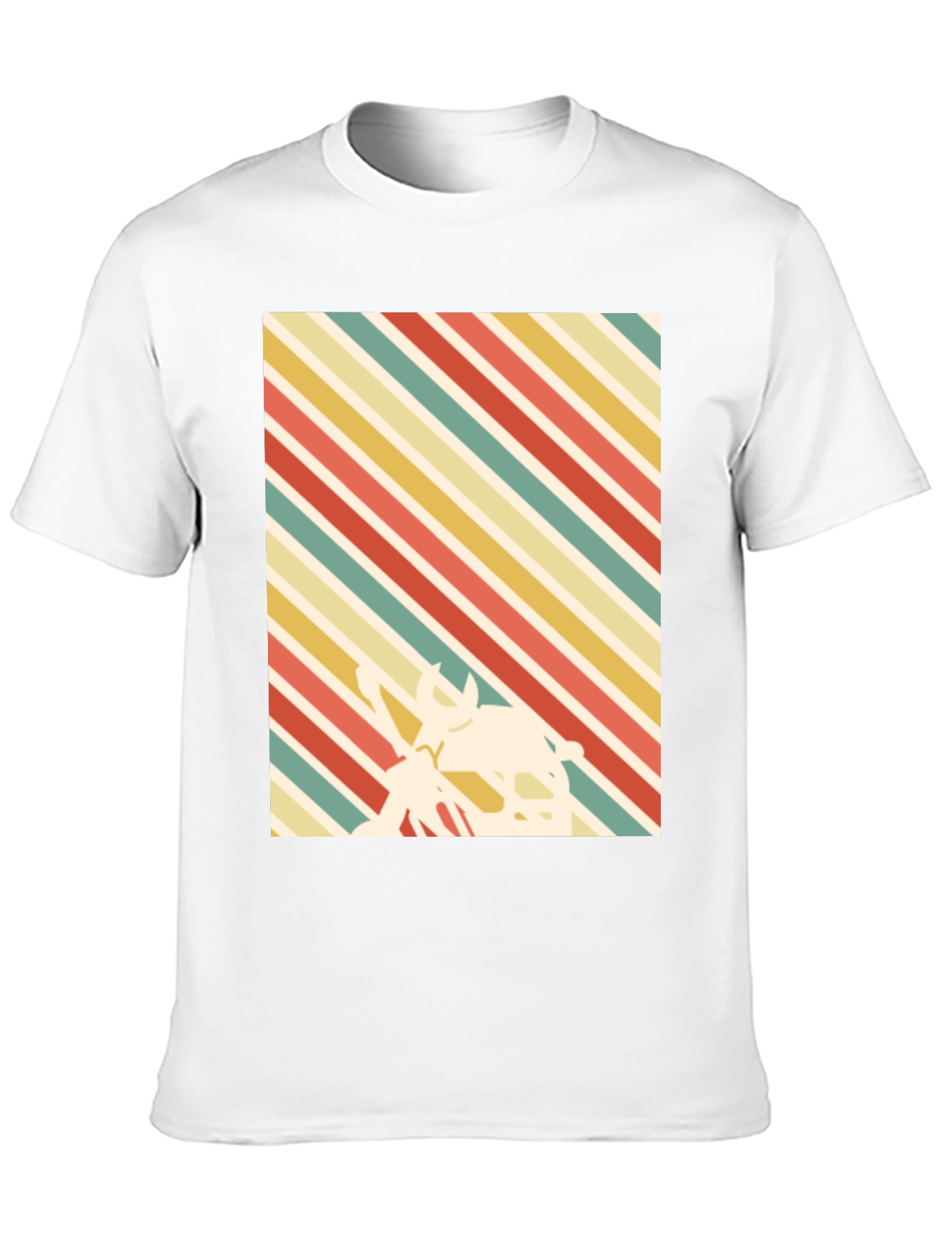 Black Retro Striped T-Shirt with Silhouette Design view 10