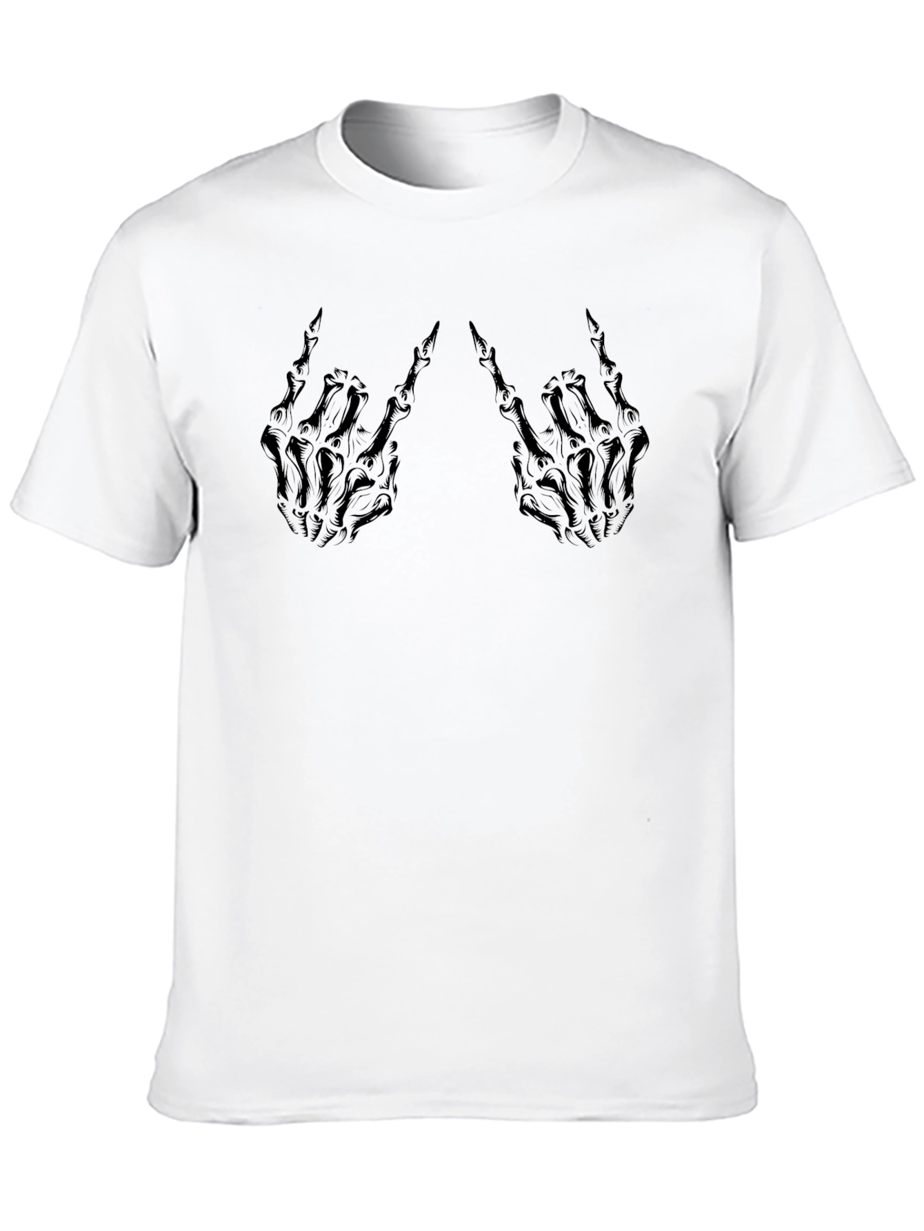 Black Skeleton Hand Rock On Black T-Shirt view 10