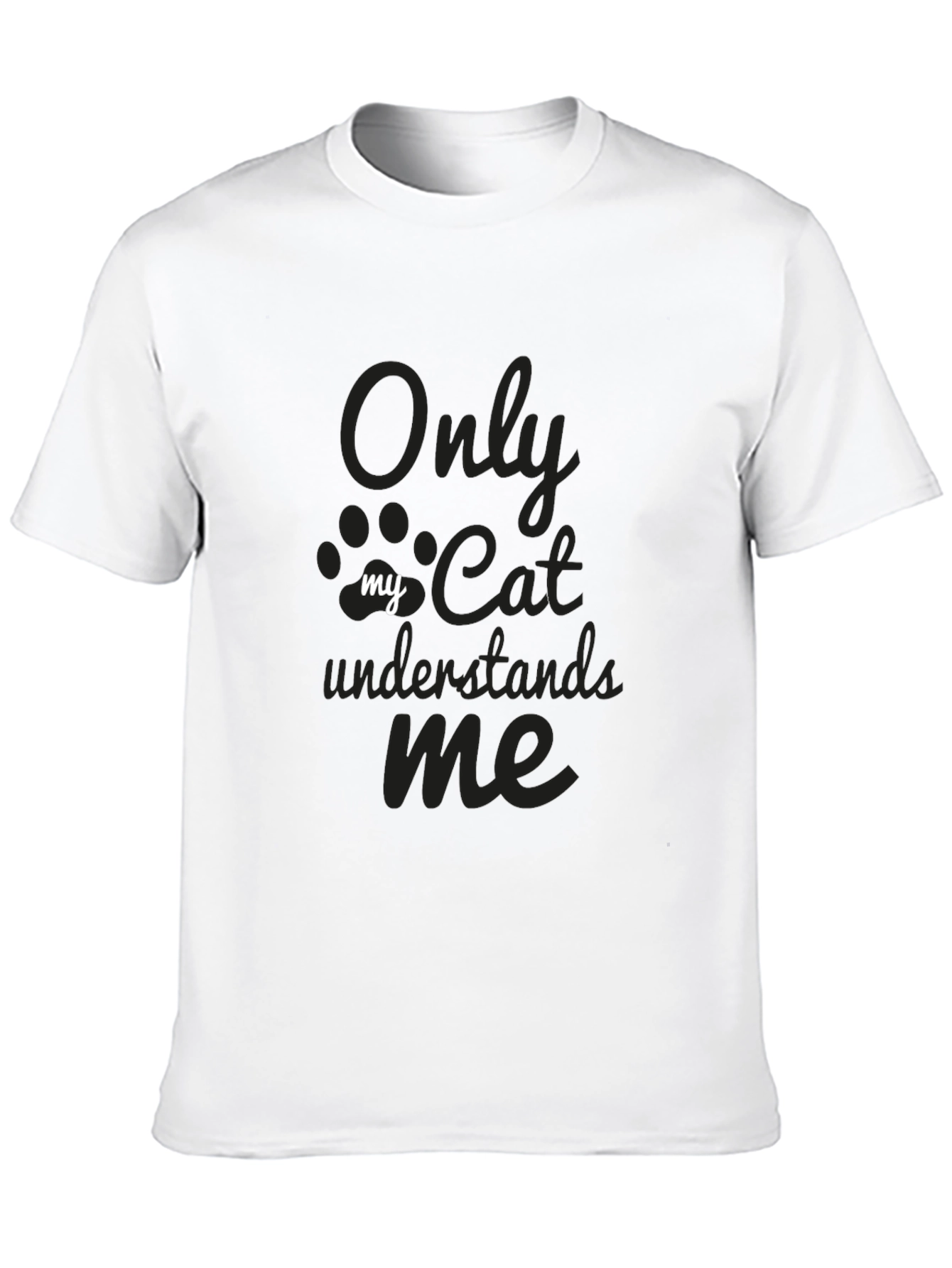 Black Only My Cat Understands Me Graphic Tee - Unisex Black T-Shirt view 10