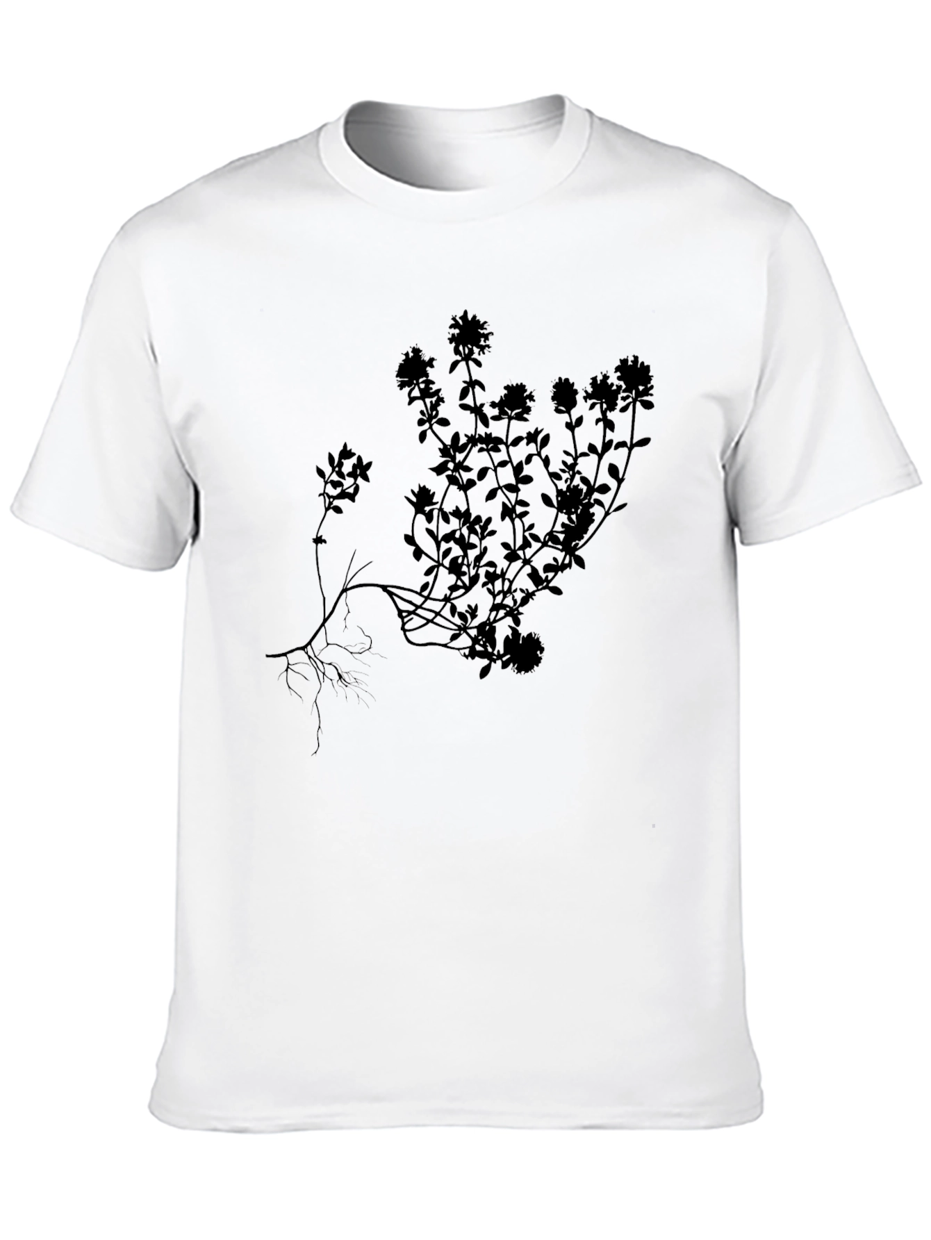 Black Botanical Silhouette Black T-Shirt view 10