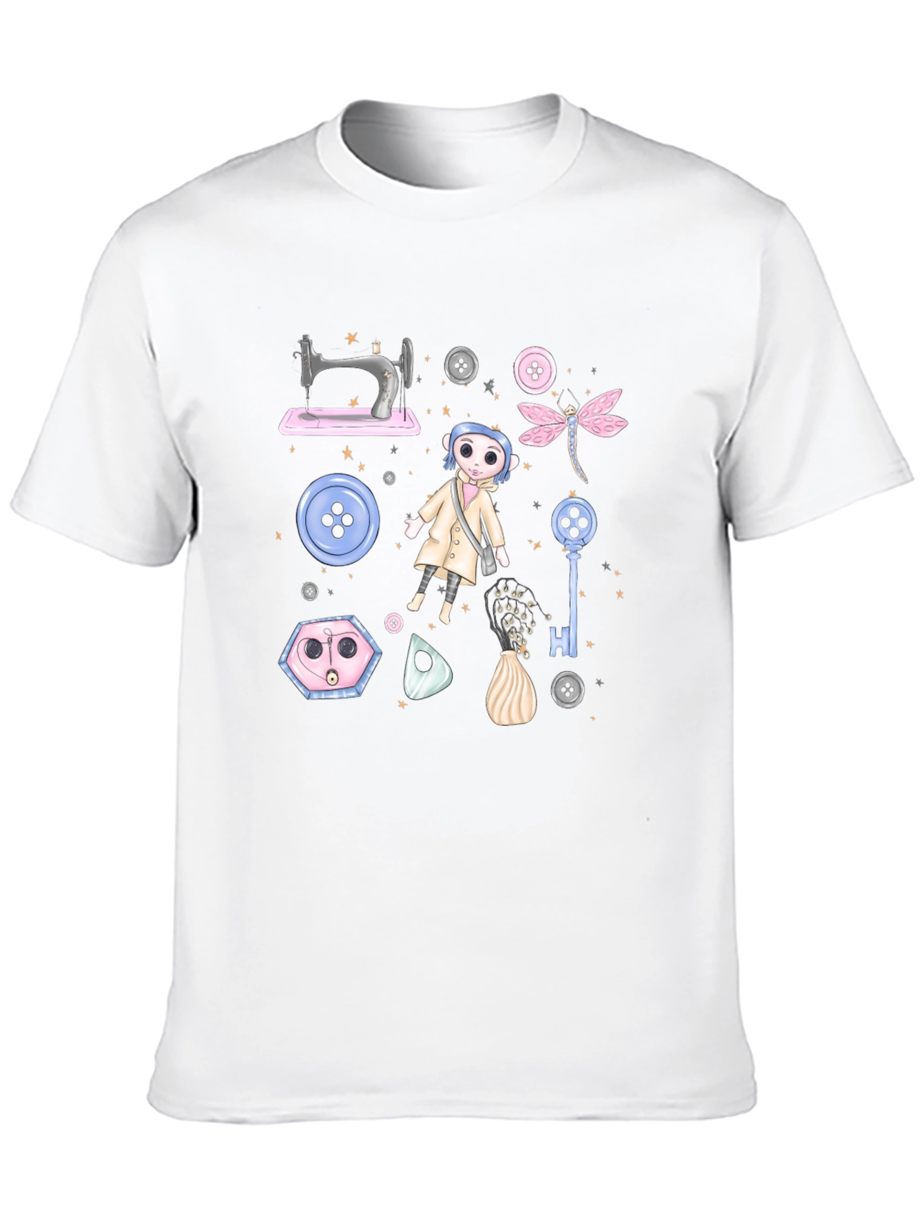 Black Novelty Coraline-Themed Graphic Tee view 10