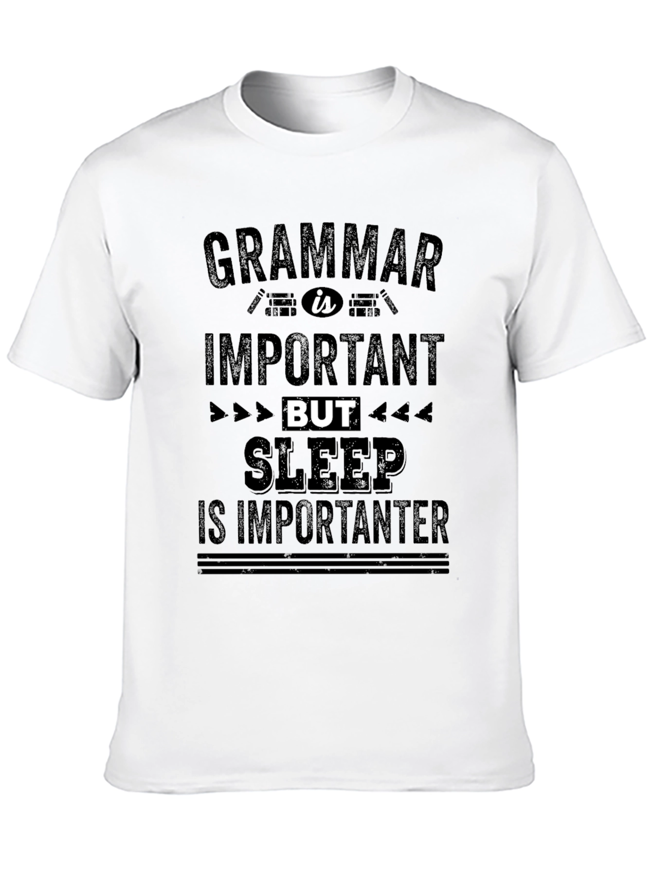 Black Funny Grammar & Sleep T-Shirt view 10
