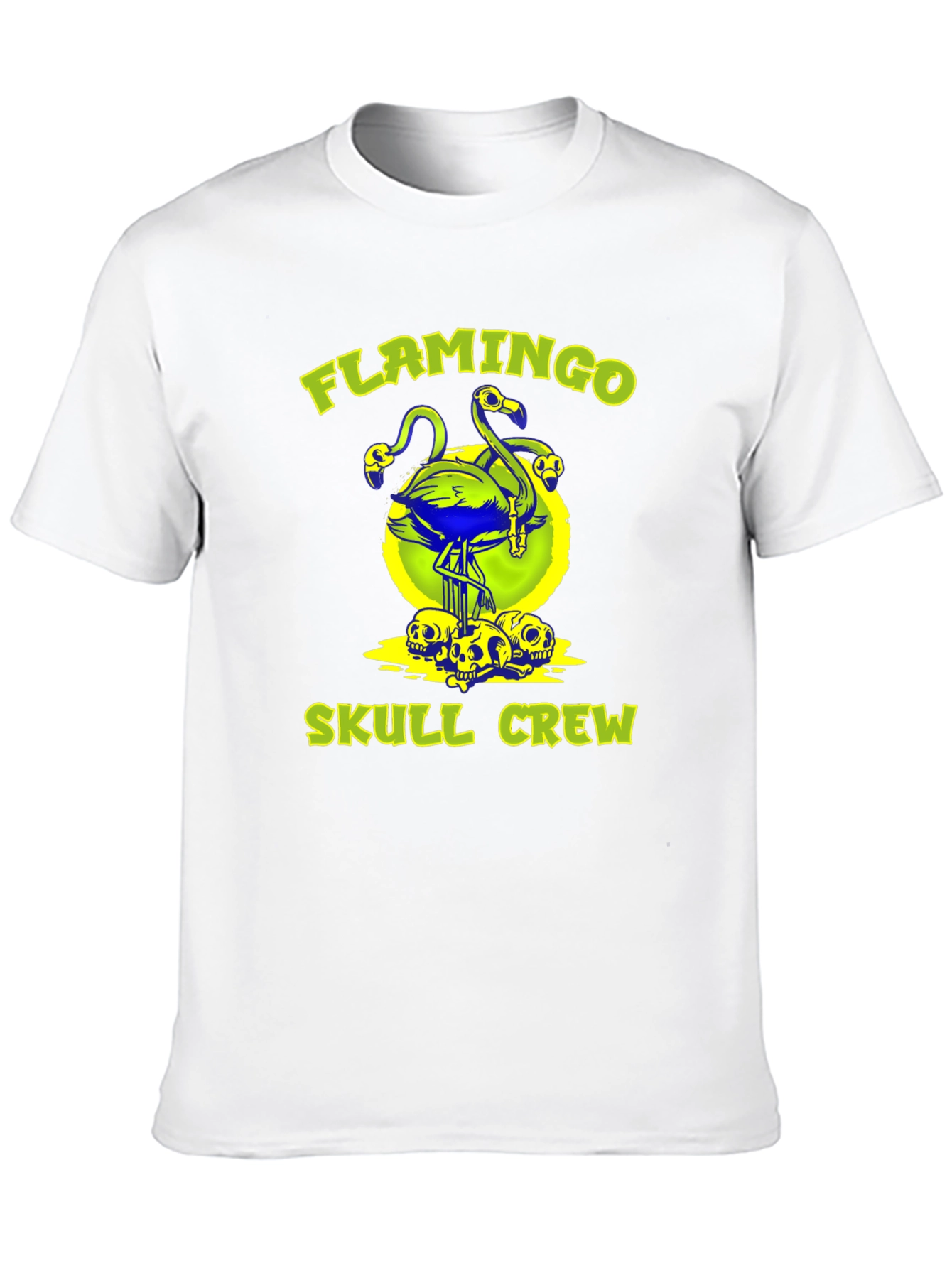 Black Flamingo Skull Crew Graphic Tee - Bold & Unique! view 10