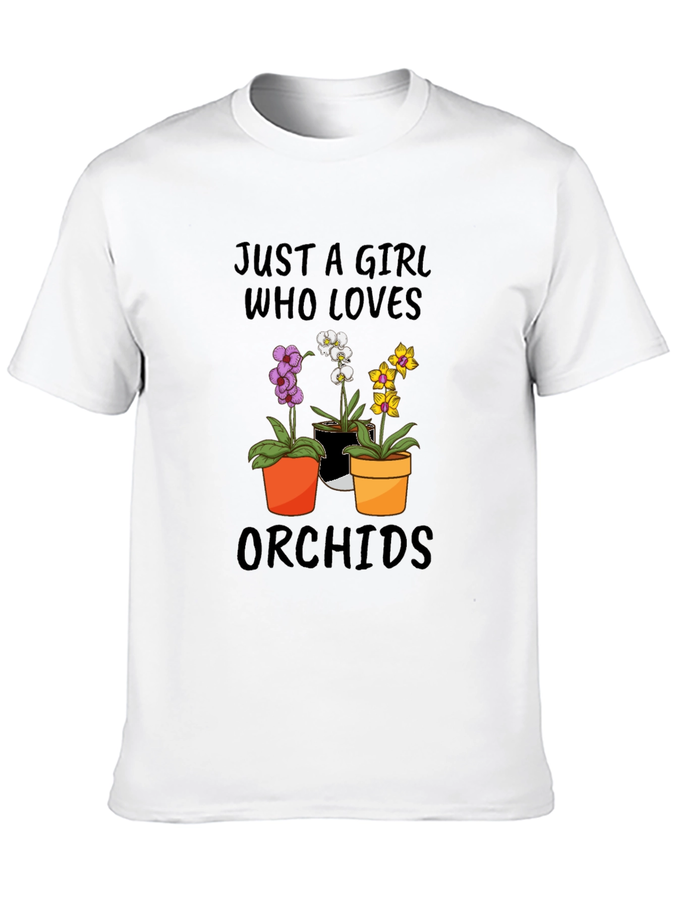 Black Just A Girl Who Loves Orchids T-Shirt view 10