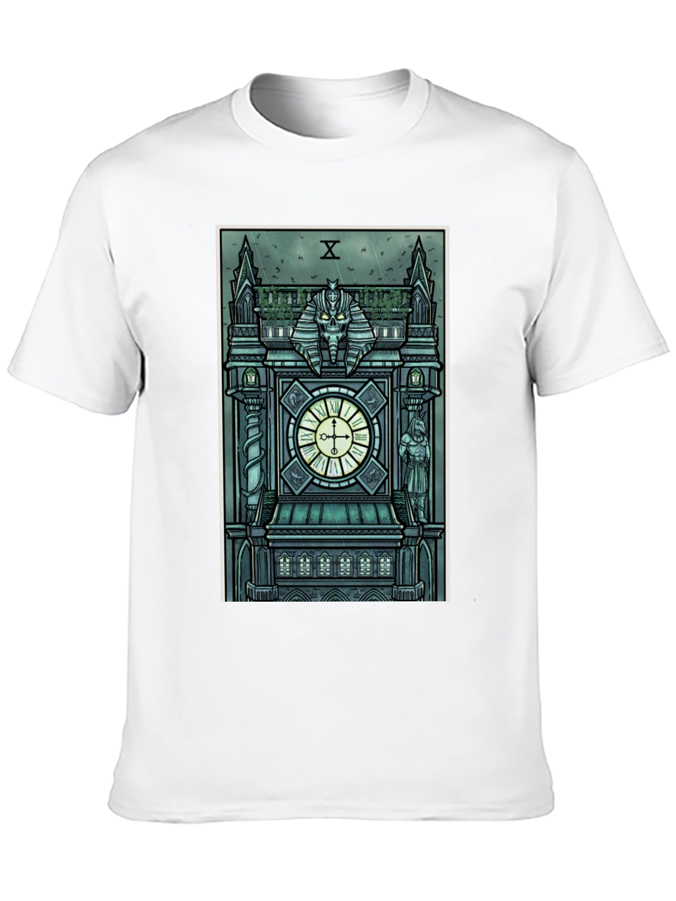 Black Gothic Clock Tower Graphic T-Shirt - Men's Black Tee view 10
