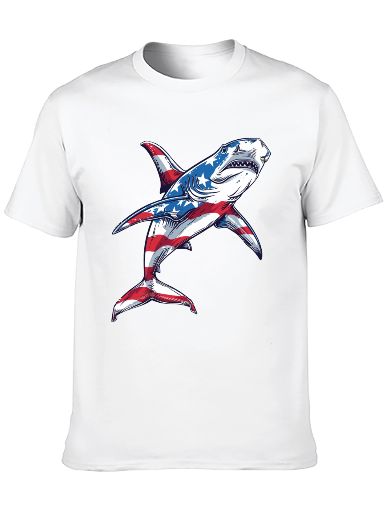 Black American Flag Shark Graphic Tee view 10