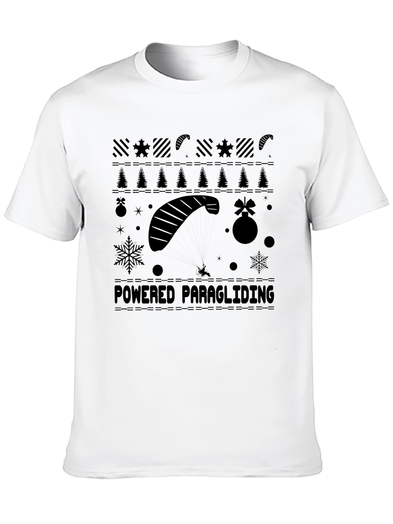 Black Powered Paragliding Christmas Sweater T-Shirt view 10