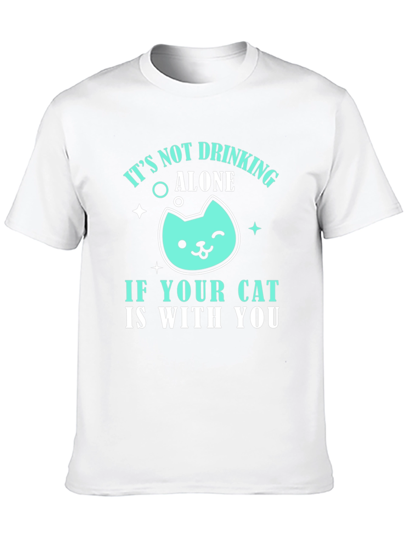 Black Drinking with Cat Graphic Tee - Funny Cat Lover T-Shirt view 10