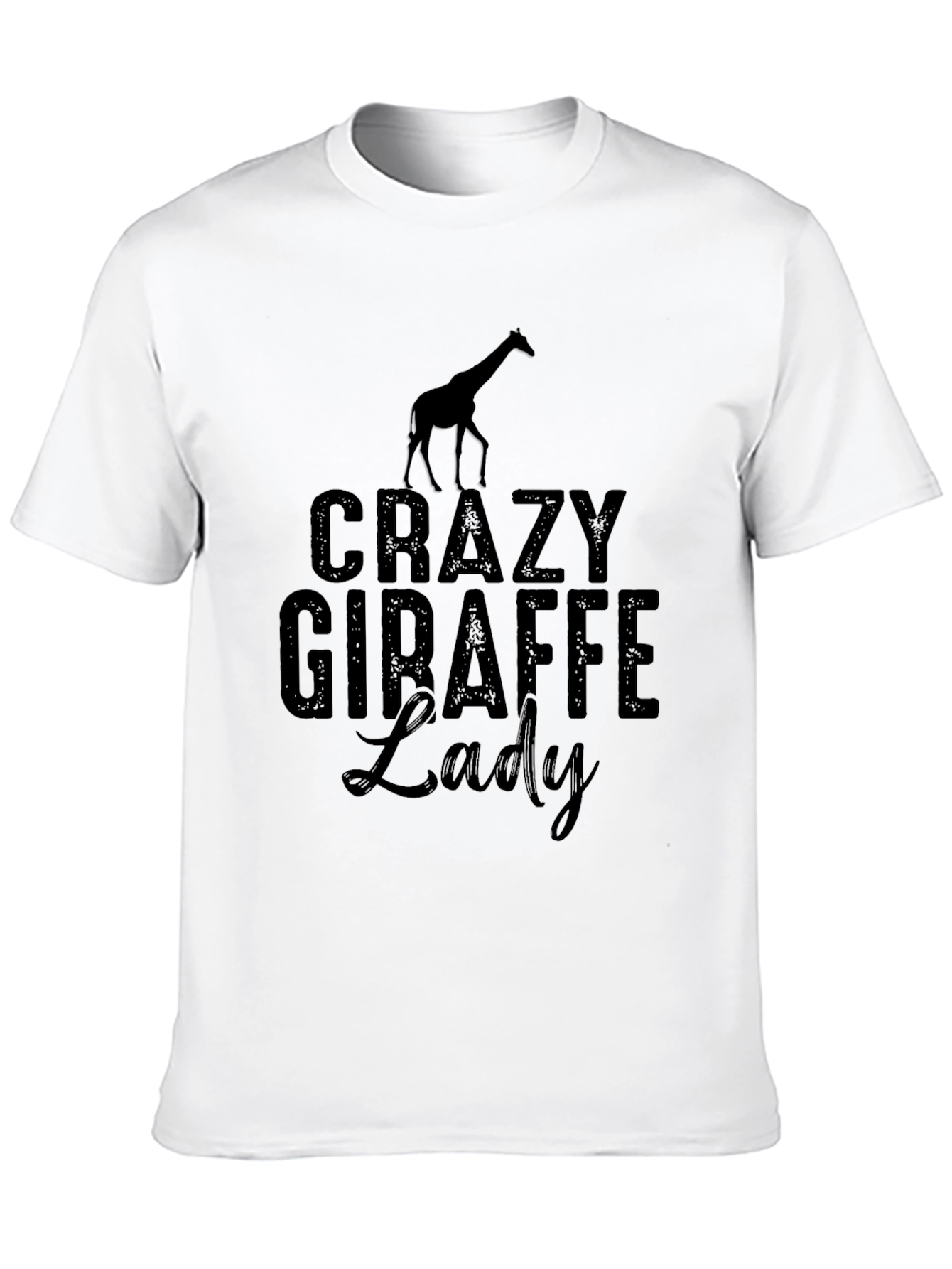 Black Crazy Giraffe Lady Graphic Tee Shirt view 10