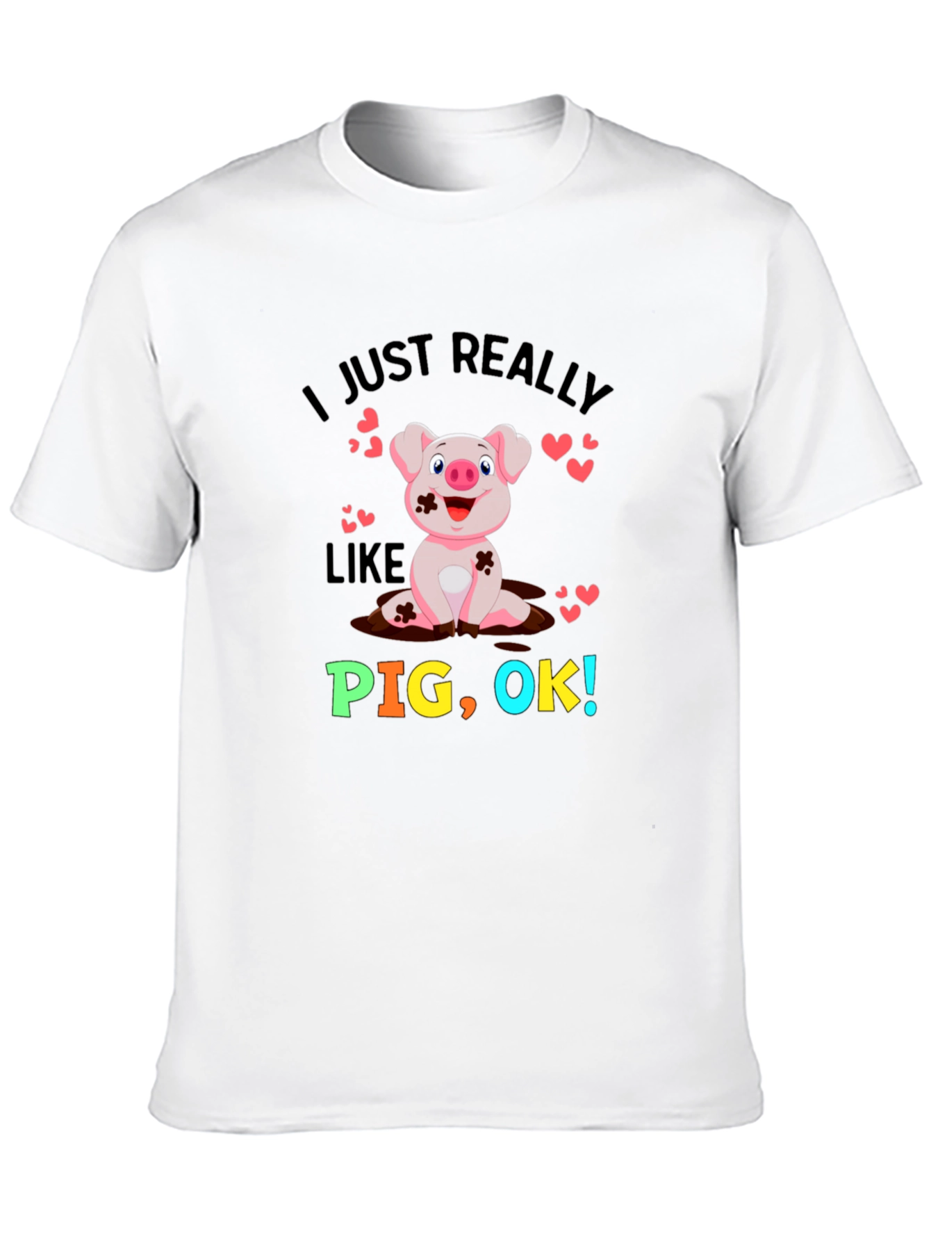 Black I Just Really Like Pigs! Novelty Graphic T-Shirt view 10