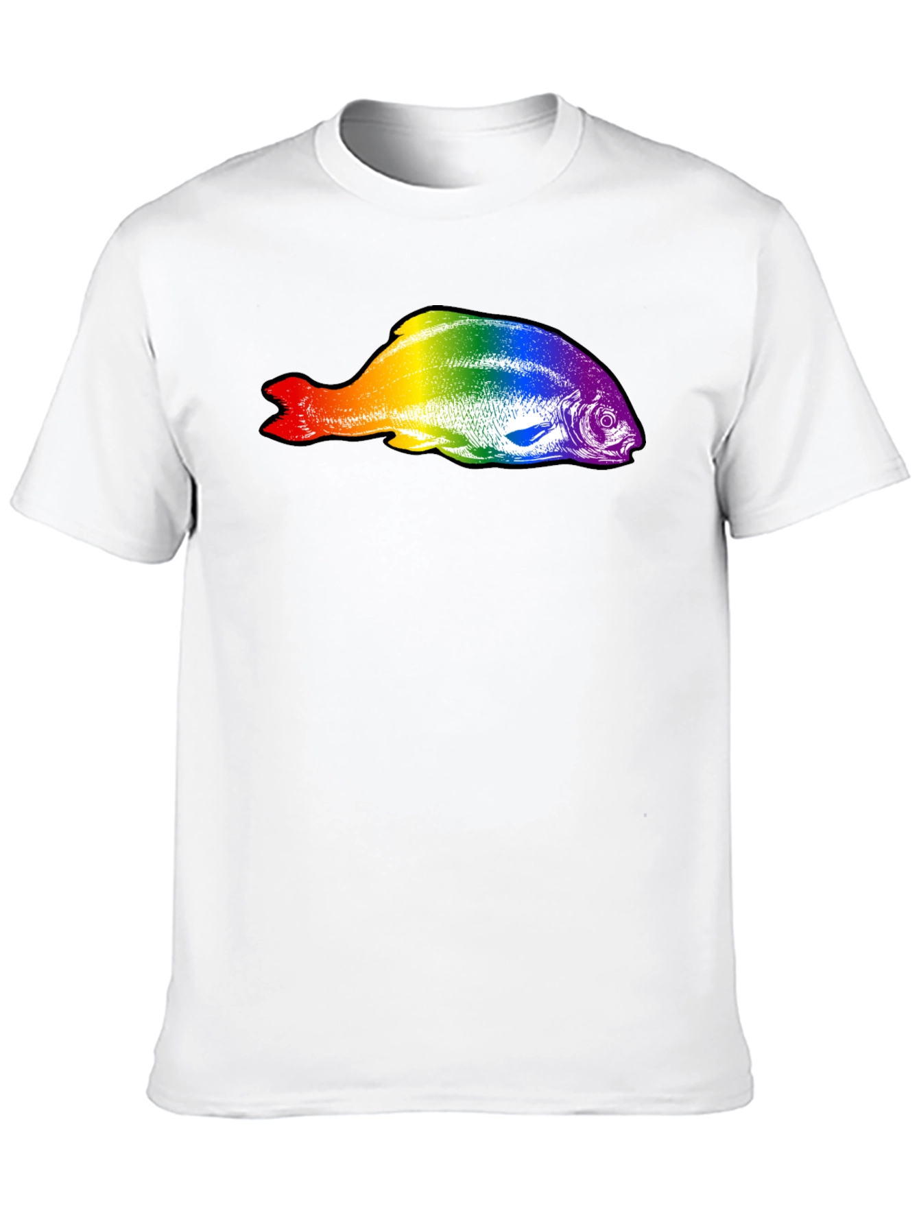 Black Rainbow Fish Graphic Black T-Shirt view 10
