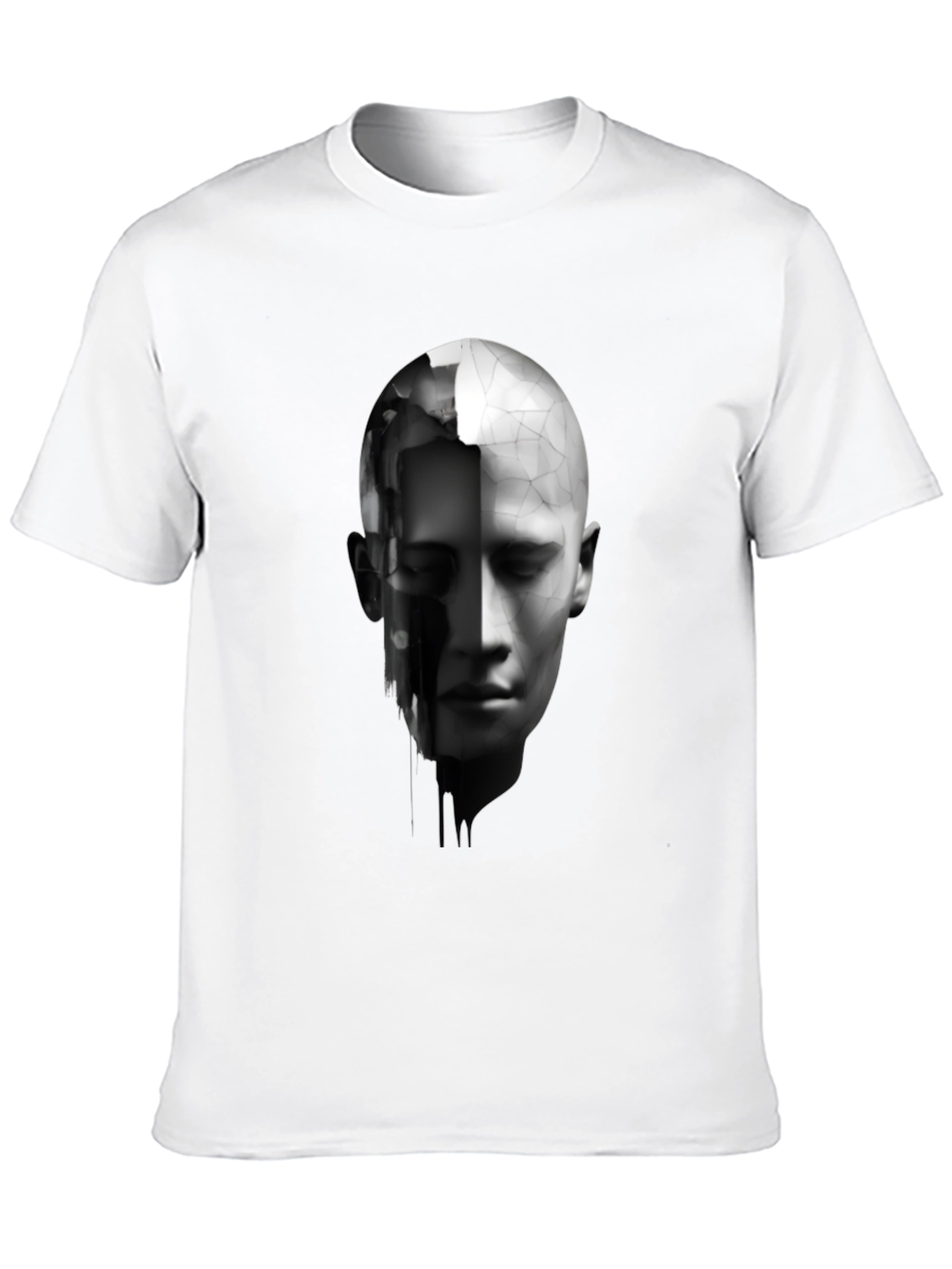 Black Abstract Human Face Graphic Print Black T-Shirt view 10