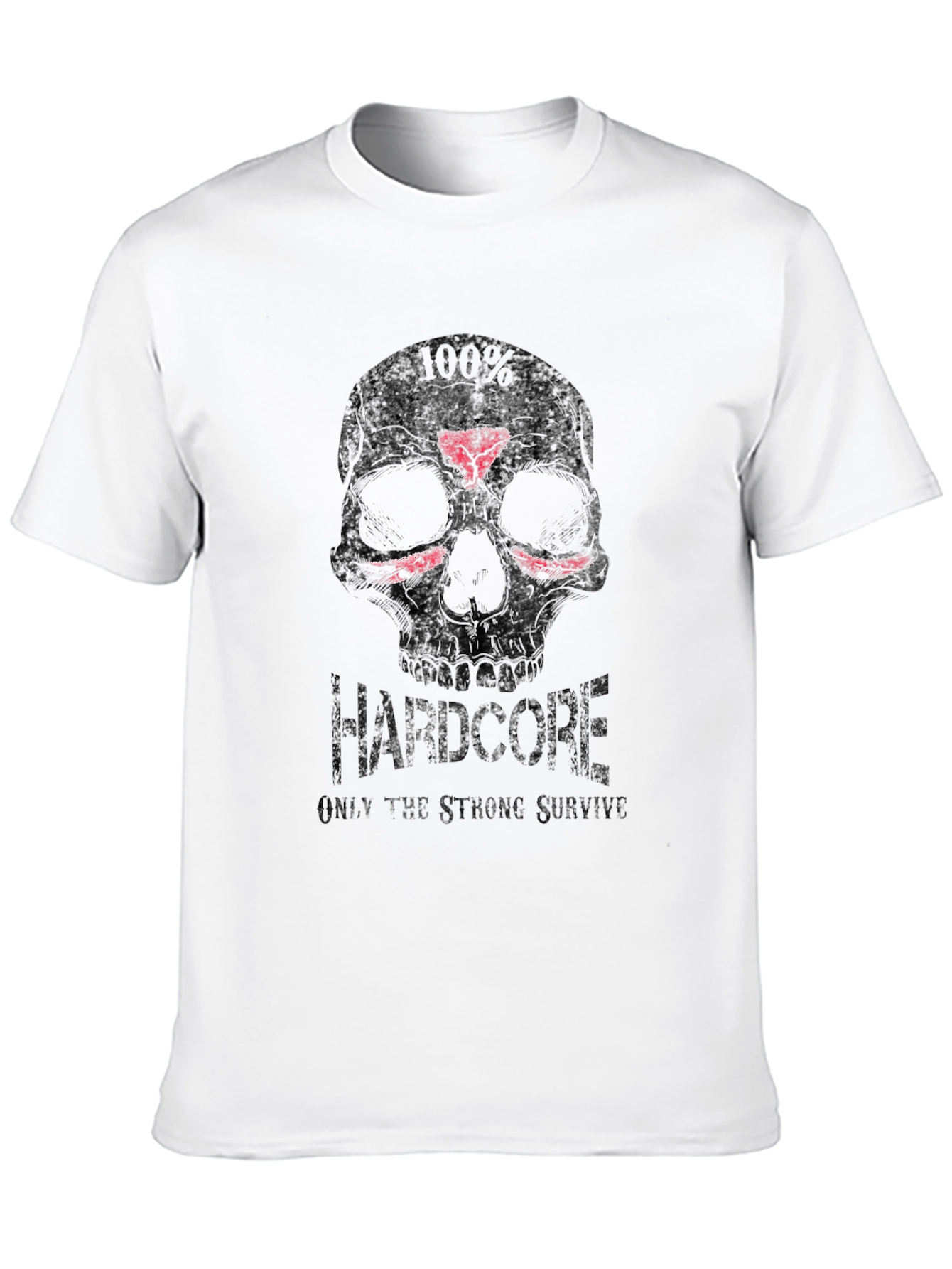 Black Hardcore Skull Graphic Tee - Only the Strong Survive view 10
