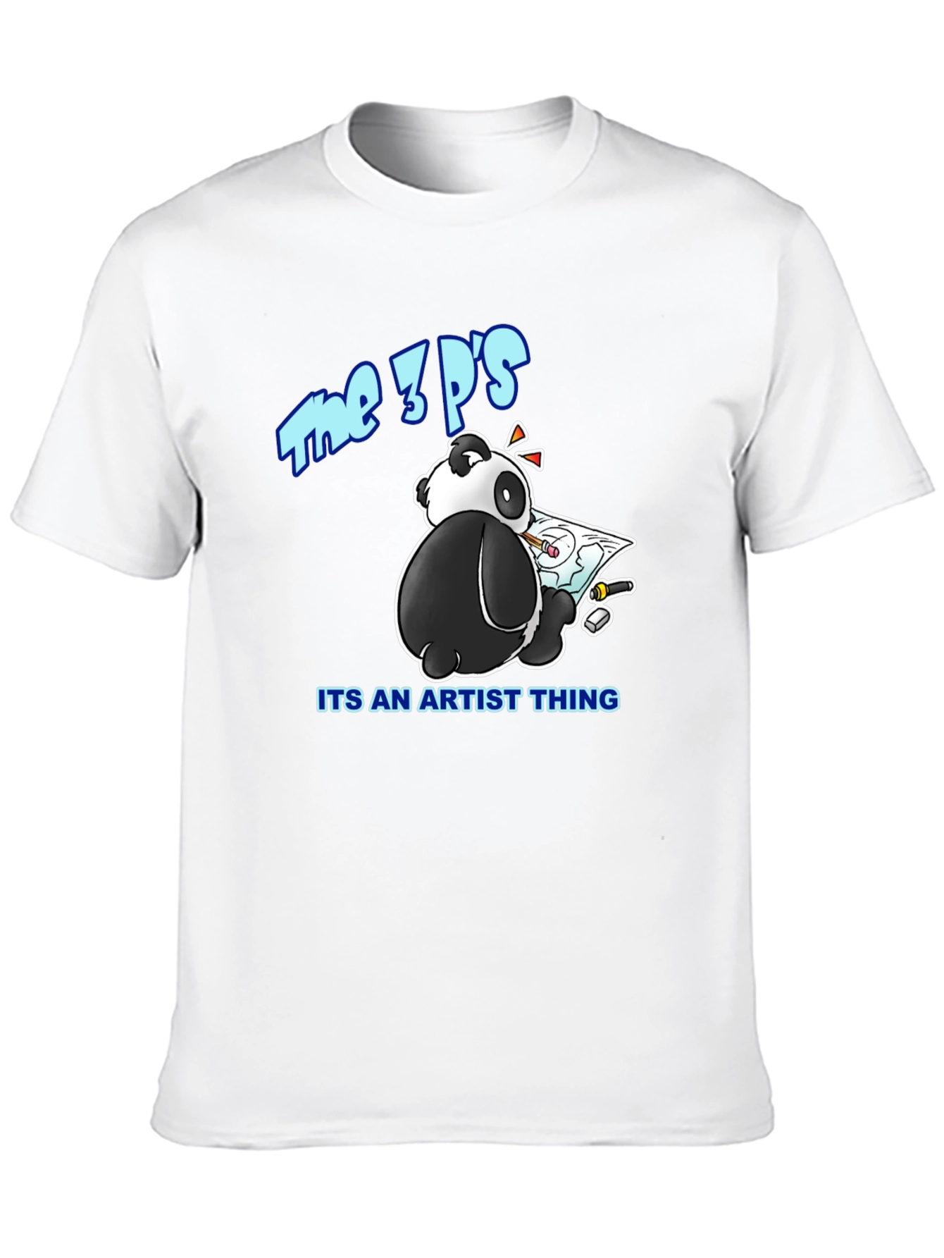 Black The 3P's Artist Panda Black Graphic T-Shirt view 10