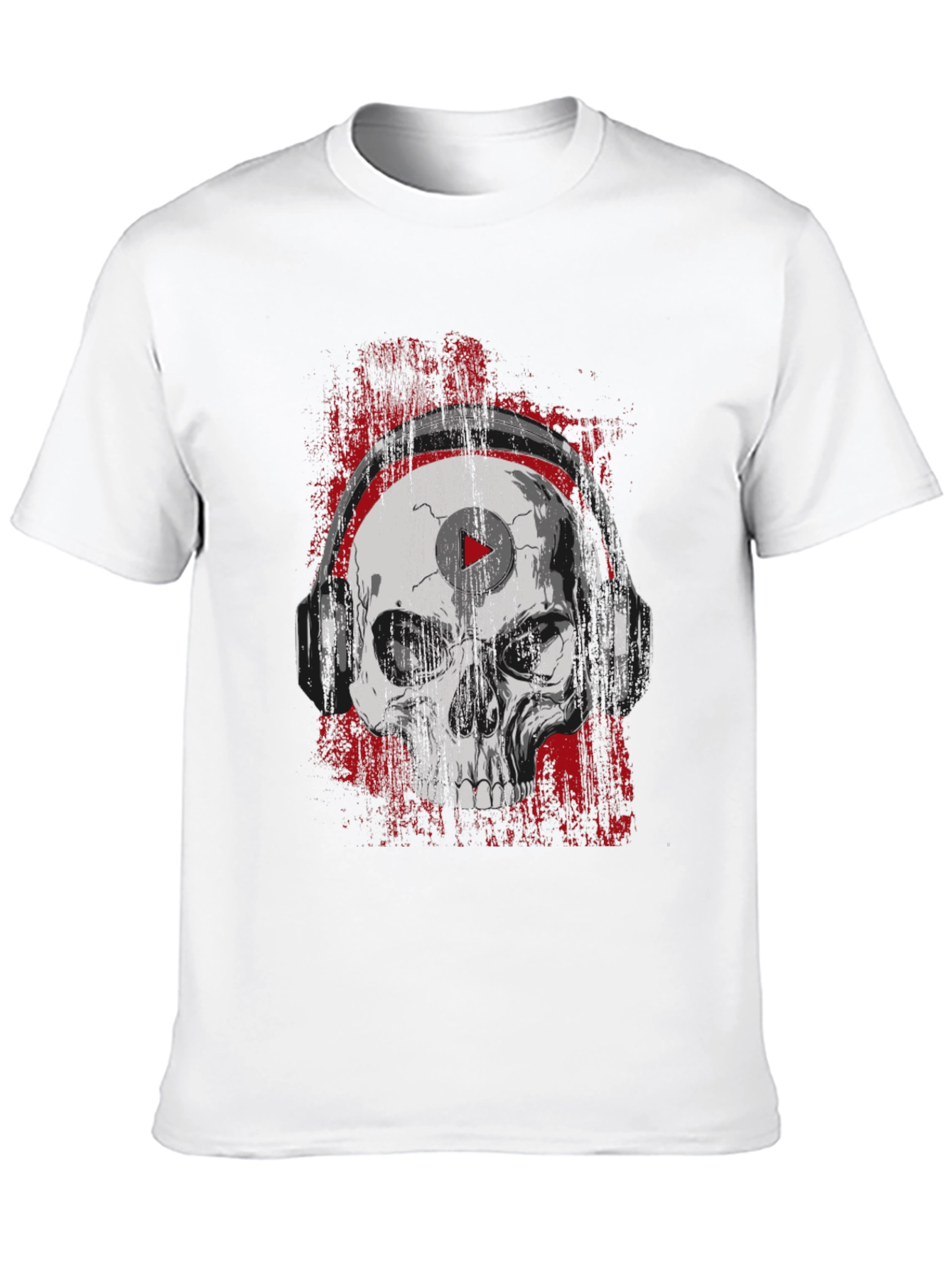 Black Skull Headphones Graphic Tee - Rocker Style T-Shirt view 10