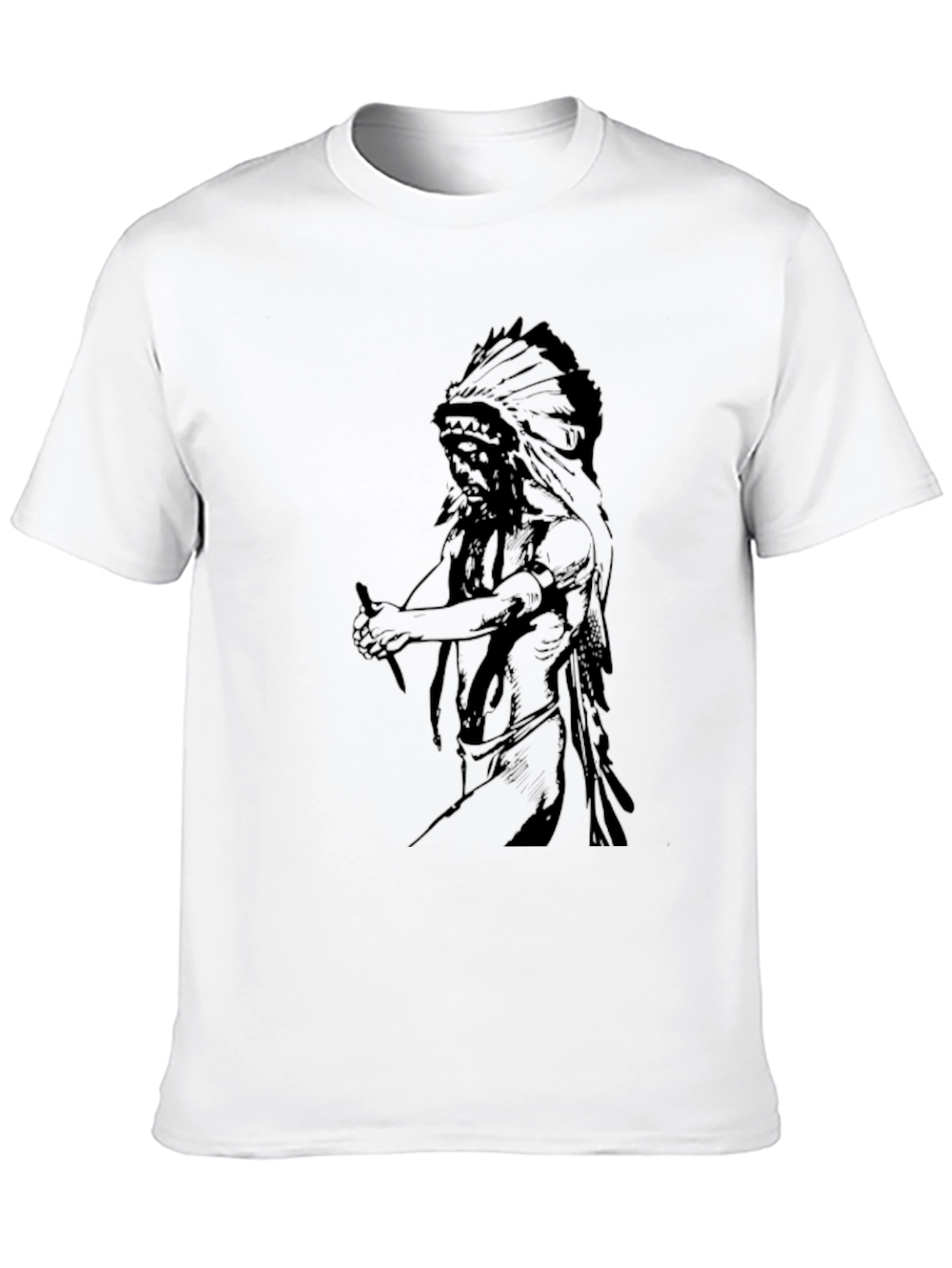 Black Graphic Tee - Native American Chief Design view 10