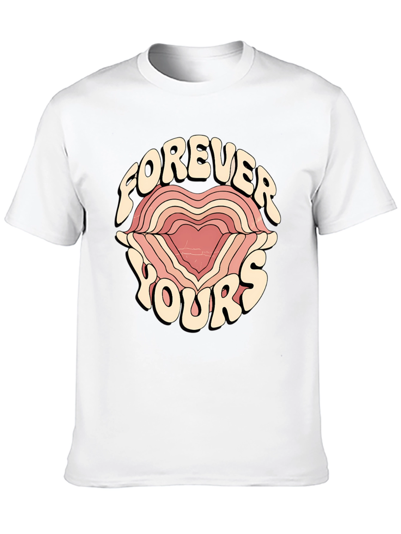 Black Forever Yours Graphic Tee - Retro Heart Design view 10