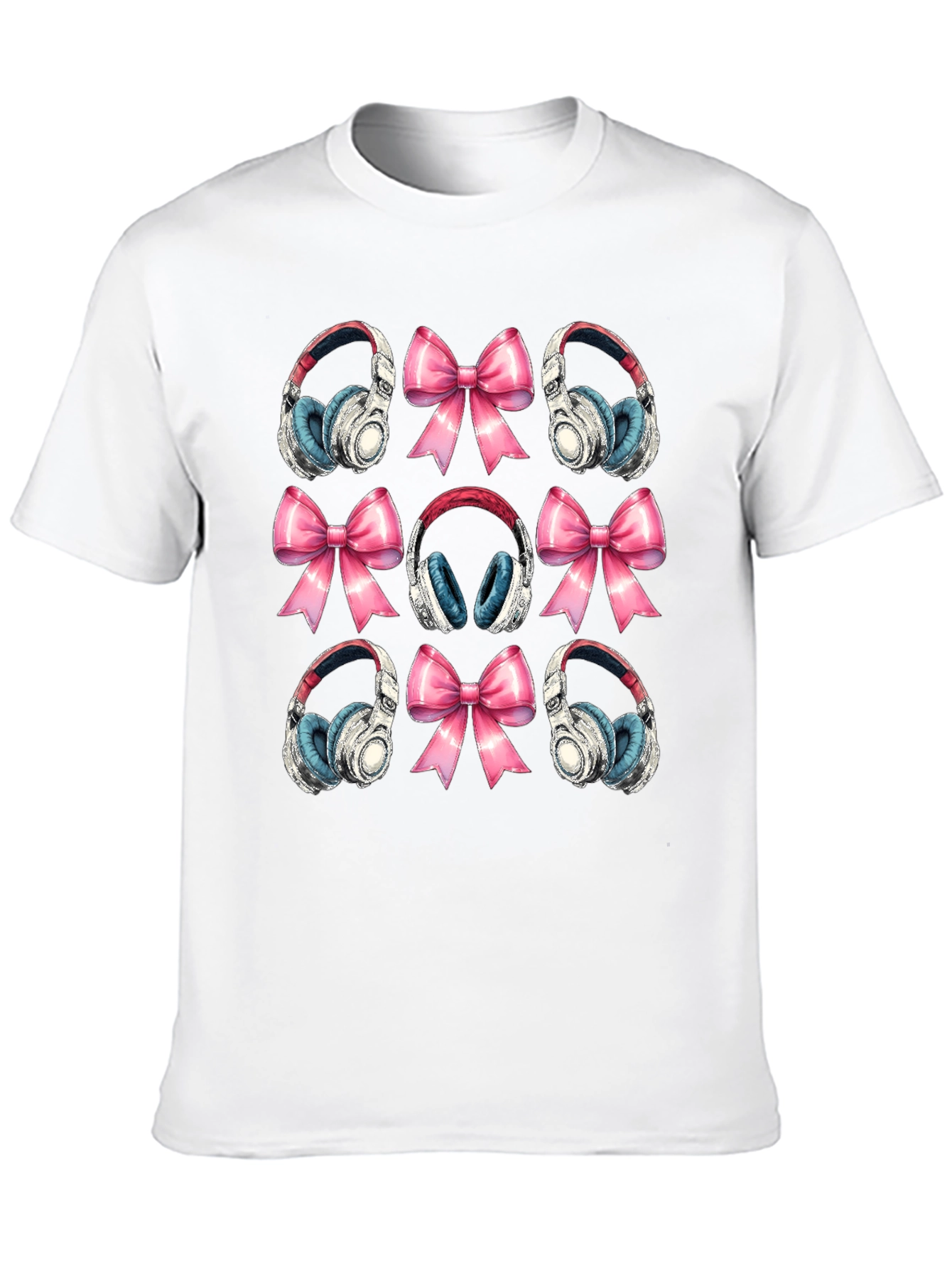 Black Headphones & Bows Graphic T-Shirt - Music Lover Tee view 10