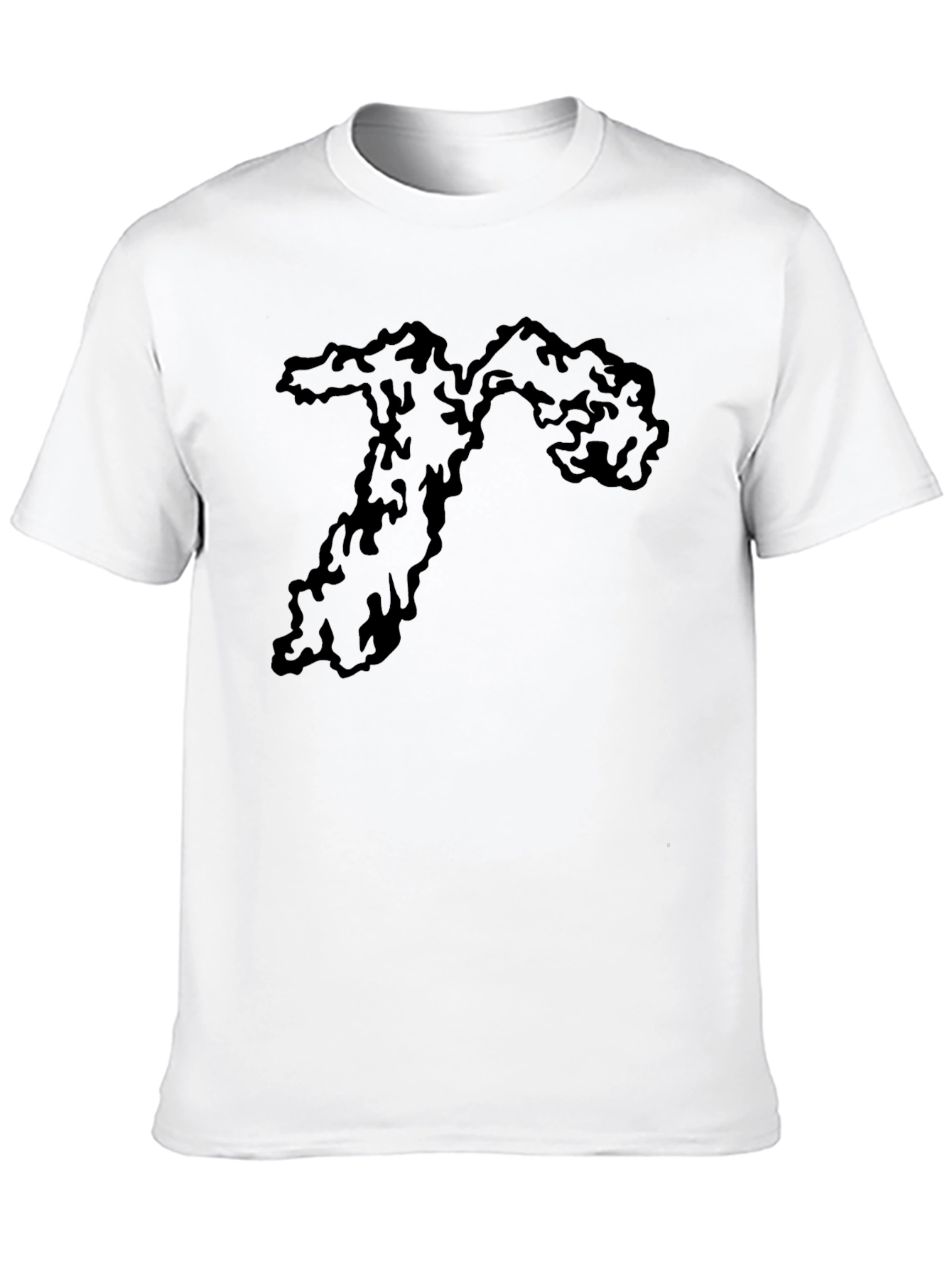 Black Men's Black Tee with Abstract Graphic Print view 10
